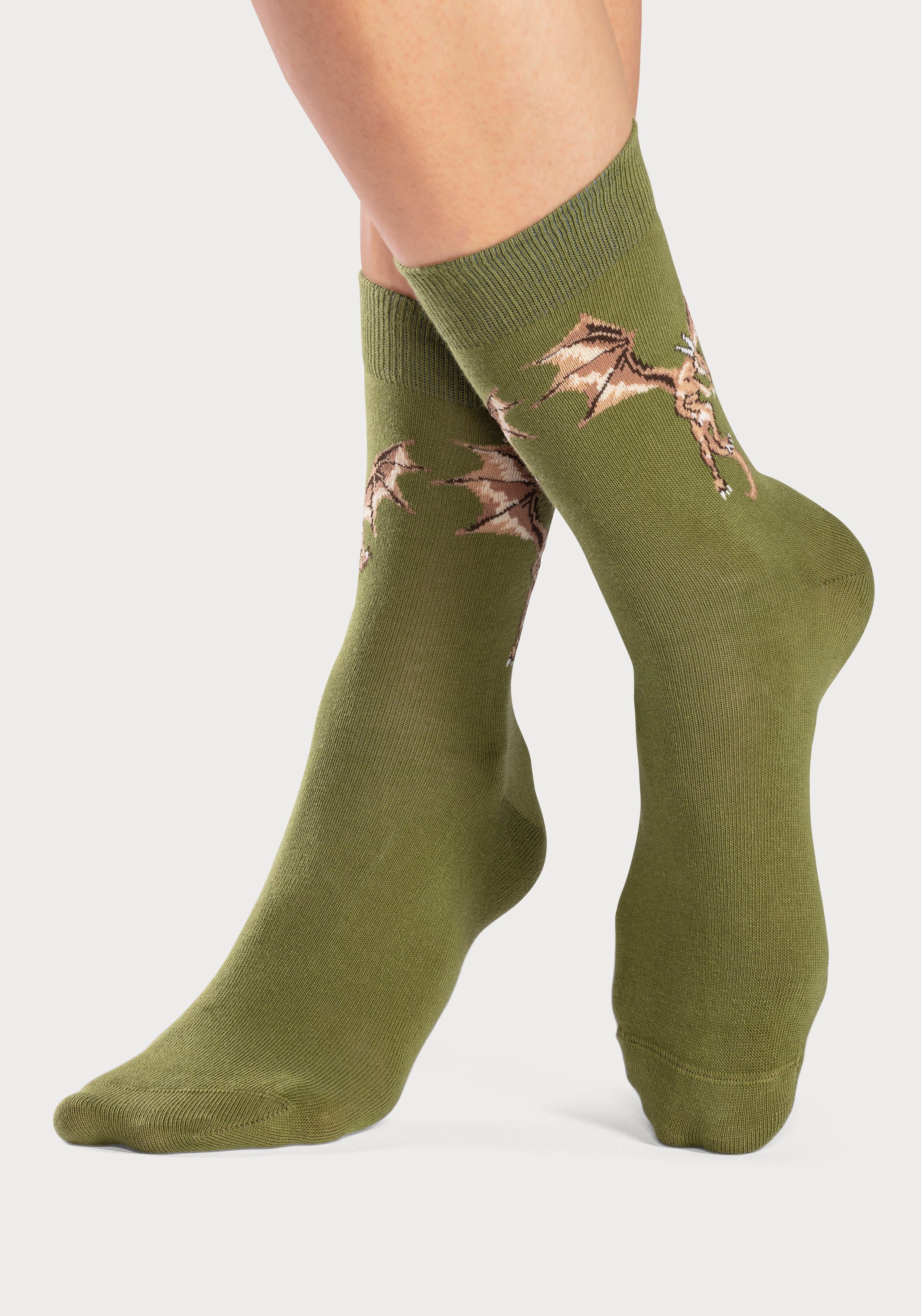 Socken Drachen Motiven H.I.S mit unterschiedlichen (5-Paar)