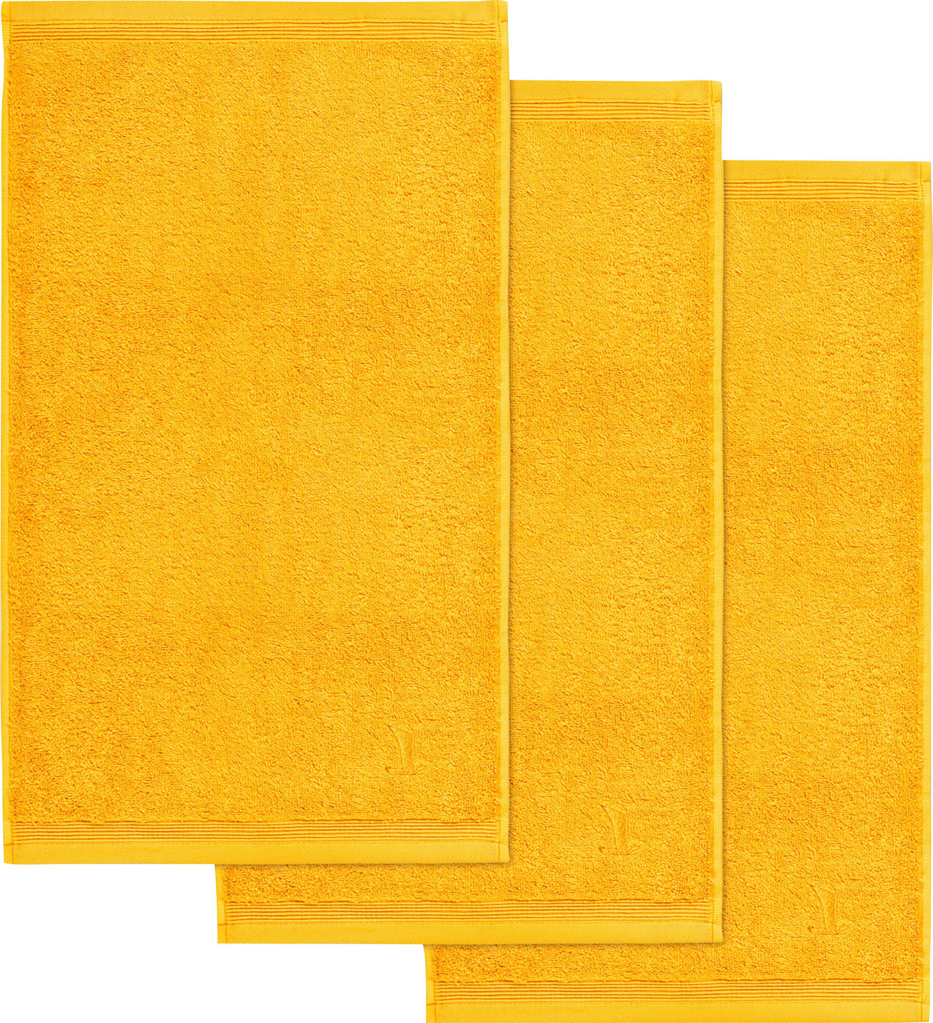 in Superwuschel, Gästehandtuch Farben kräftigen Möve Walkfrottier (3-St), gold
