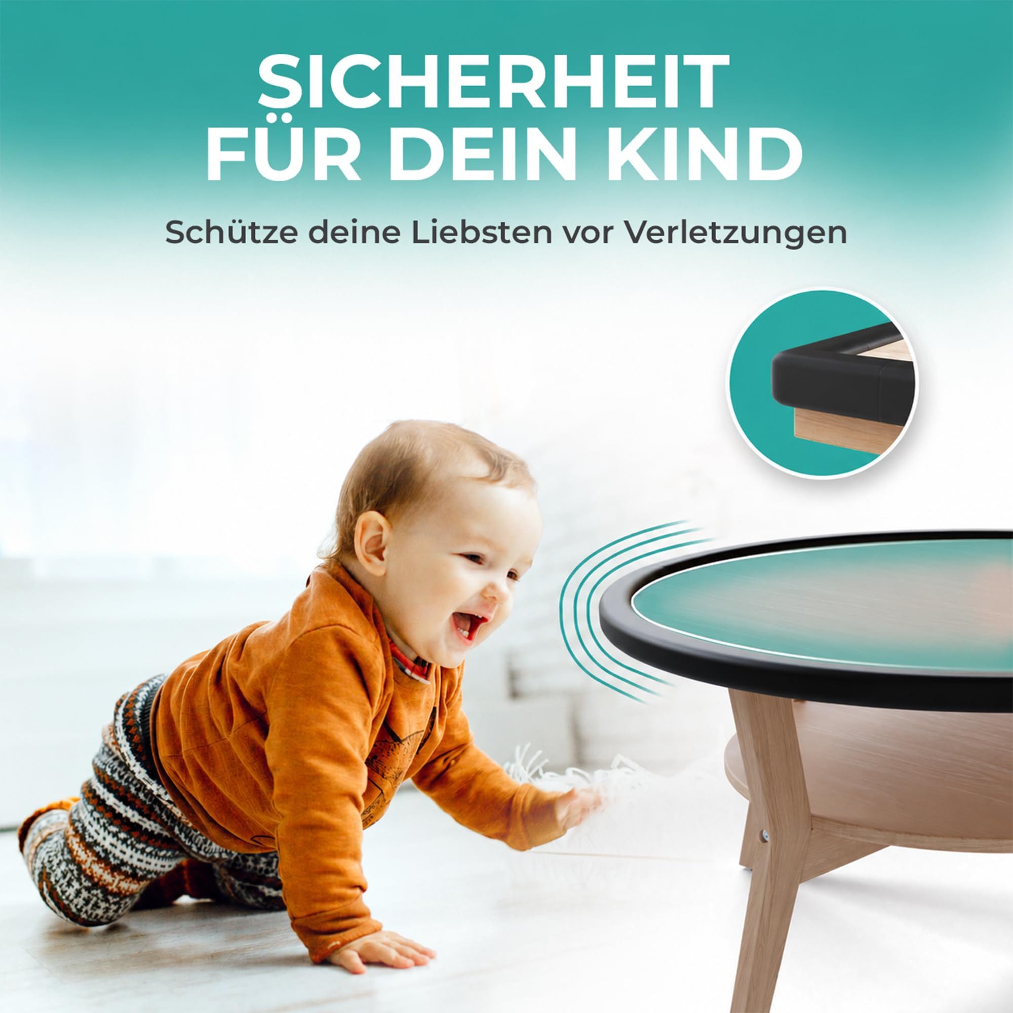Diwzbyn Kindersicherung Kantenschutz aus Schaumstoff–2m Tischkantenschutz–Tischecken, Selbstklebender Schutz für Kinder, Bett, Fensterbank & Schreibtisch