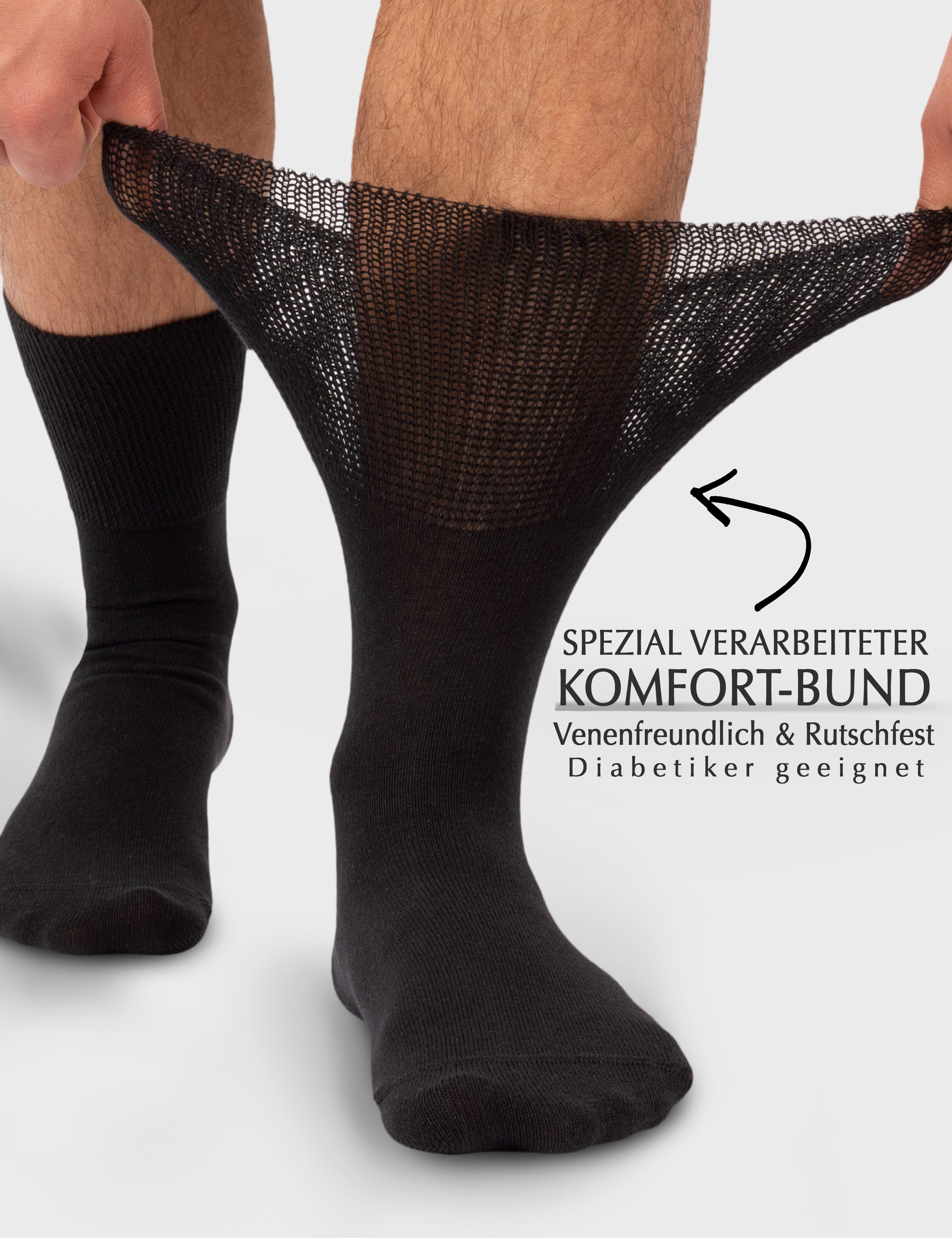 OCERA Diabetikersocken OCERA 6 Paar Socken Unisex für Diabetiker geeignet und ohne Gummibund (6-Paar)