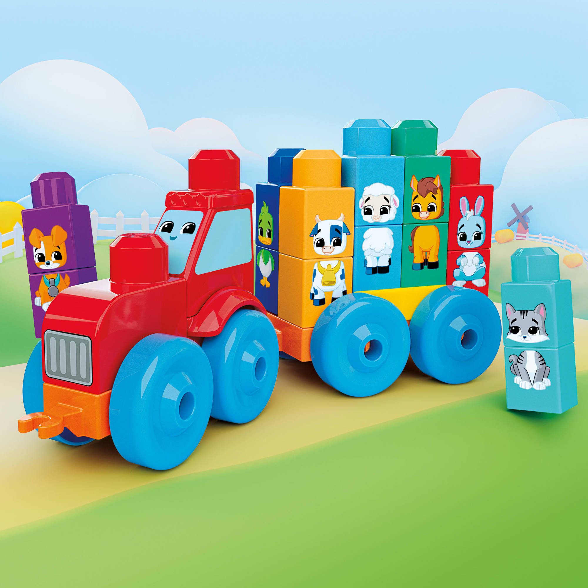 MEGA BLOKS MEGA BLOKS Bau- und Lerntiertraktor Spielbausteine, (30 St)