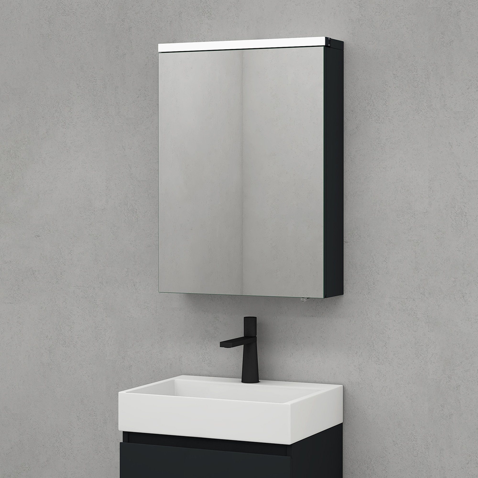 doporro Badezimmerspiegelschrank Spiegelschrank LED-Spiegel verstellbarem Regalbrett Spiegelschrank03 matt anthrazit