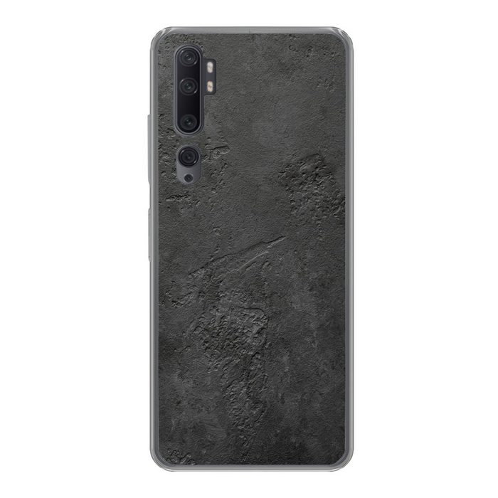 MuchoWow Handyhülle Beton - Strukturiert - Industriell - Schwarz - Grau Phone Case Handyhülle Xiaomi Mi Note 10 Silikon Schutzhülle