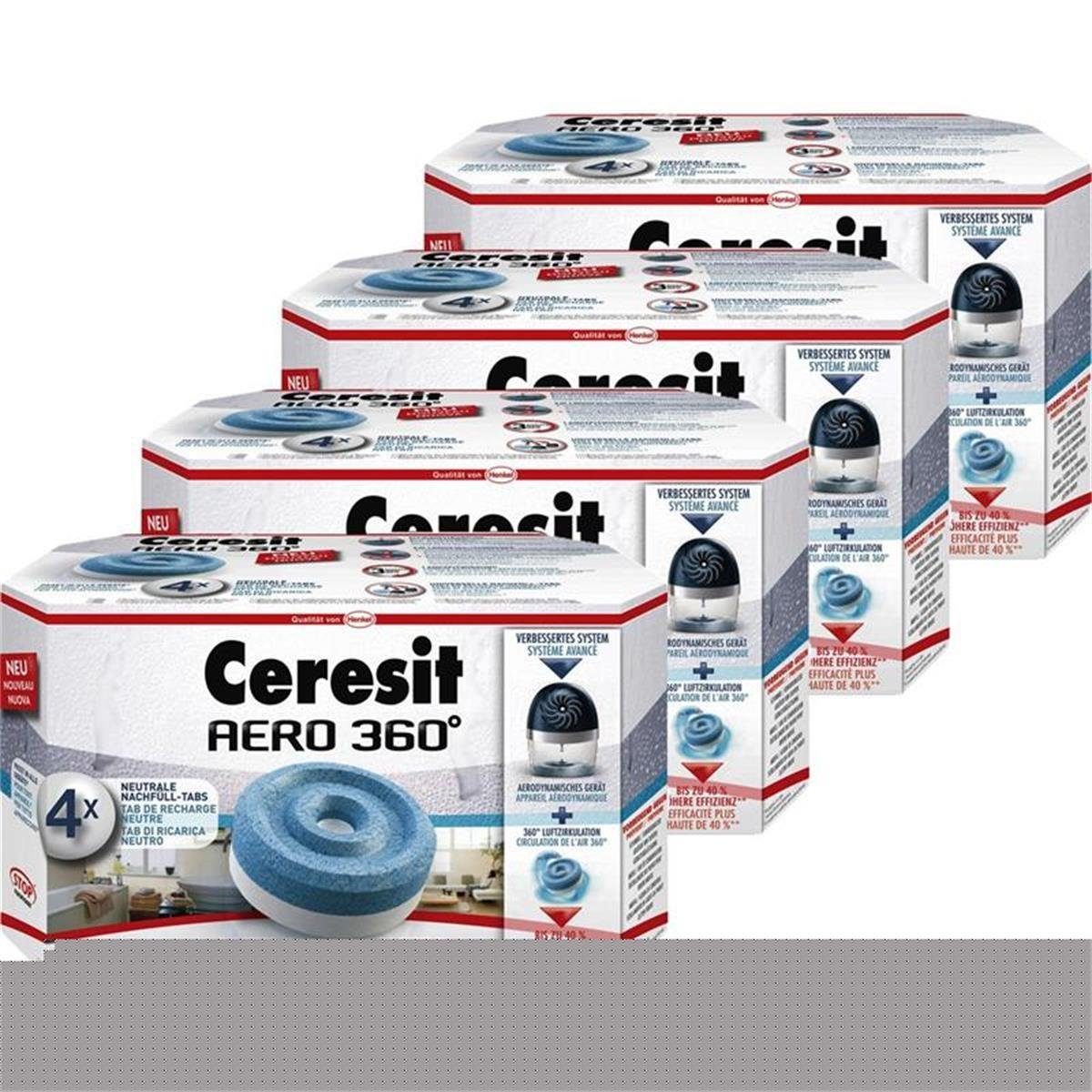 Ceresit Luftentfeuchter Henkel Ceresit Luft-Entfeuchter-Tabs AERO 360  Nachfüller 4x450g Tab (4er Pack)