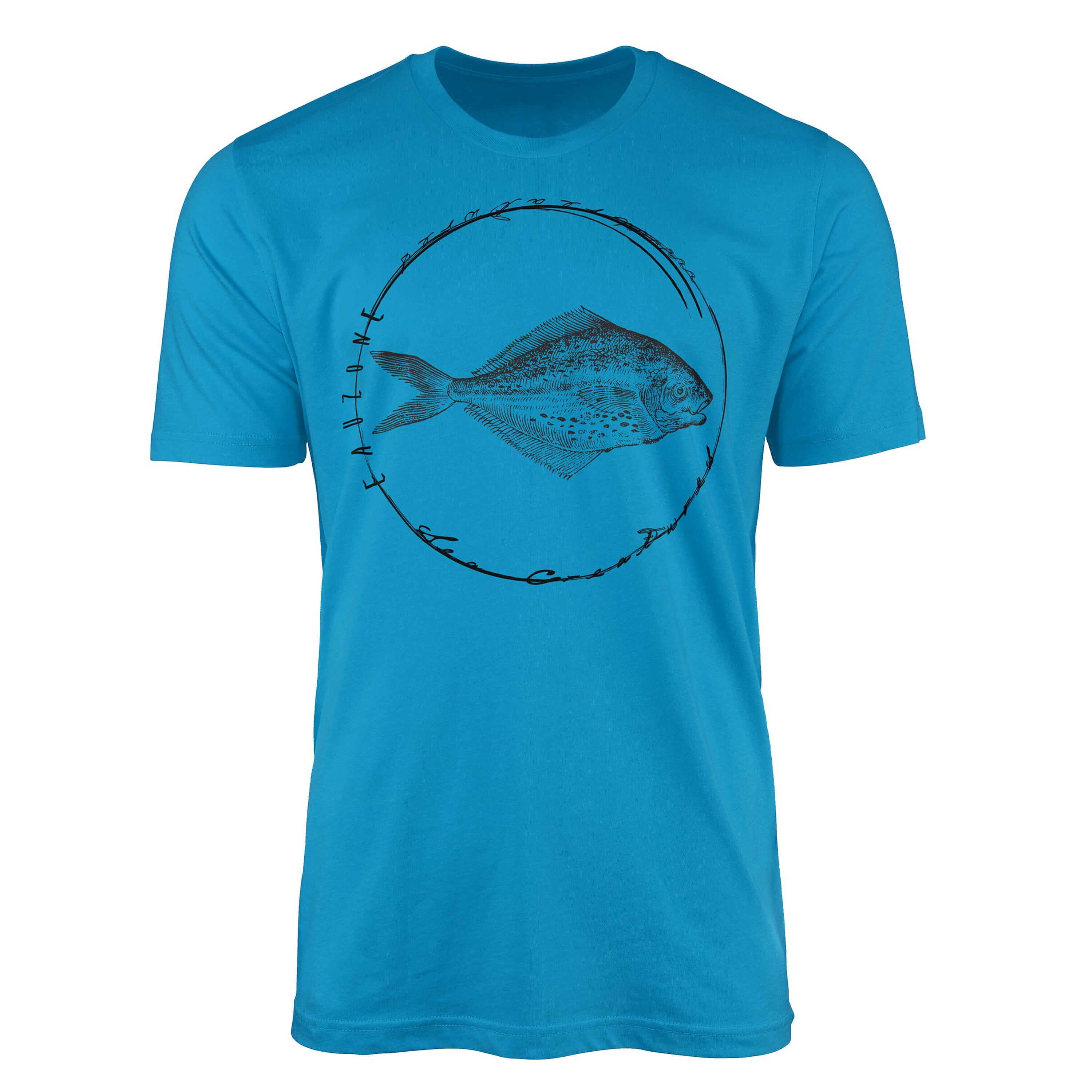 Sinus Art T-Shirt T-Shirt - / Creatures, Fische Sea Schnitt 069 Tiefsee Struktur Atoll und Serie: sportlicher feine Sea
