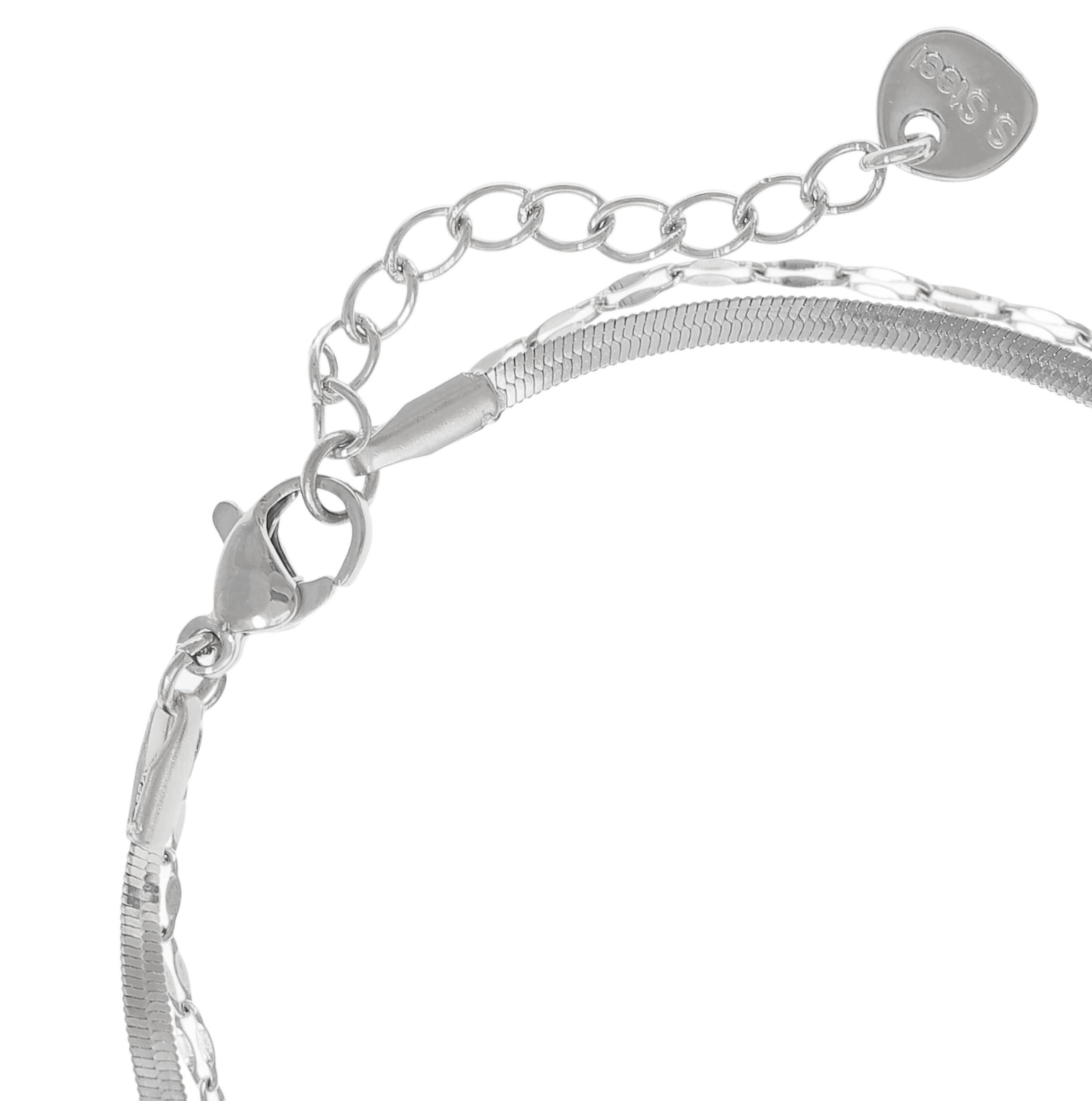 Made by Nami Edelstahlarmband Zweireihig in Silber oder Gold aus Chirurg. Edelstahl mit Edelsteinen, 16 + 3 cm Hypoallergen Wasserfester Schmuck Geschenke für F – Bild 5 von 5