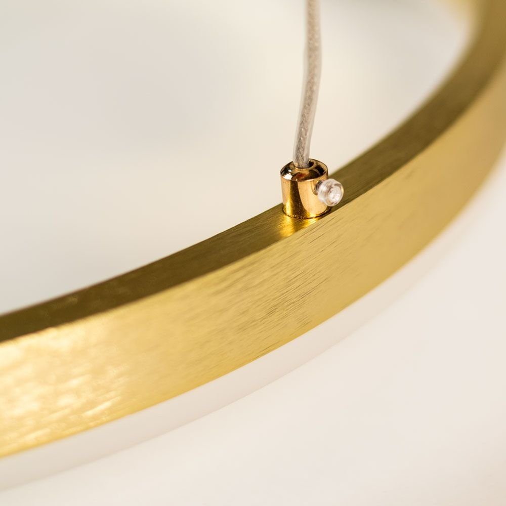 s.luce Pendelleuchte LED Pendelleuchte Ring 120 Gold, Warmweiß 5m Abhängung