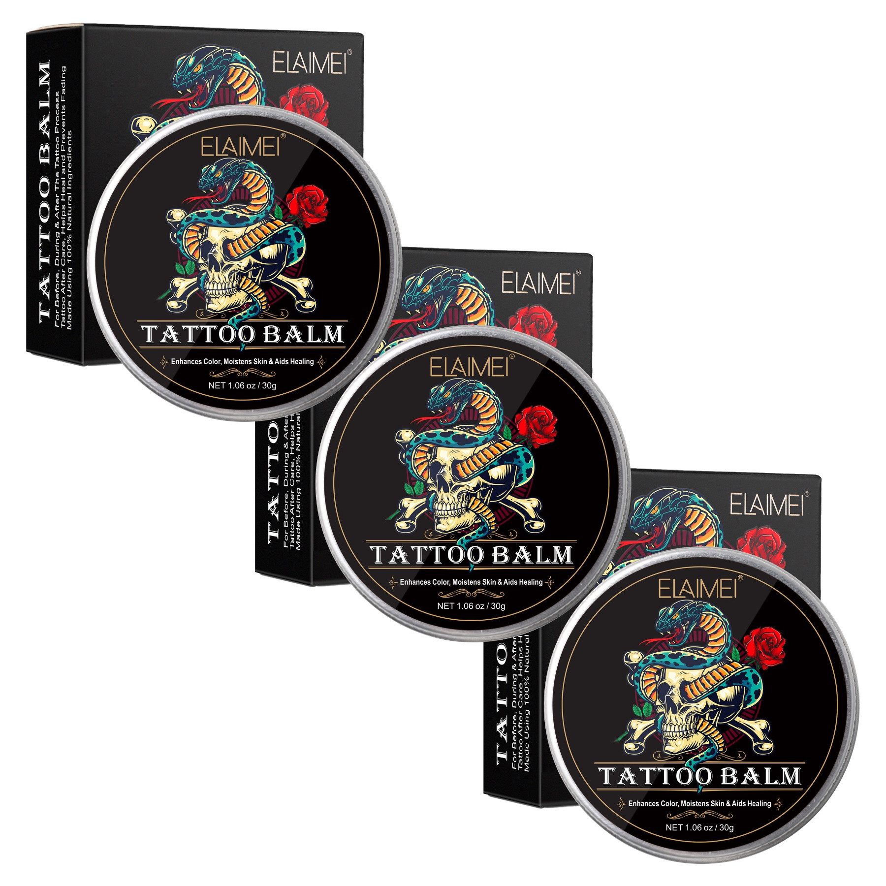 P-Beauty Cosmetic Accessories Hautcreme Tattoopflege Balsam Tattoocreme Aftercare Tattoo Tägliche Pflege Creme, 3-tlg.