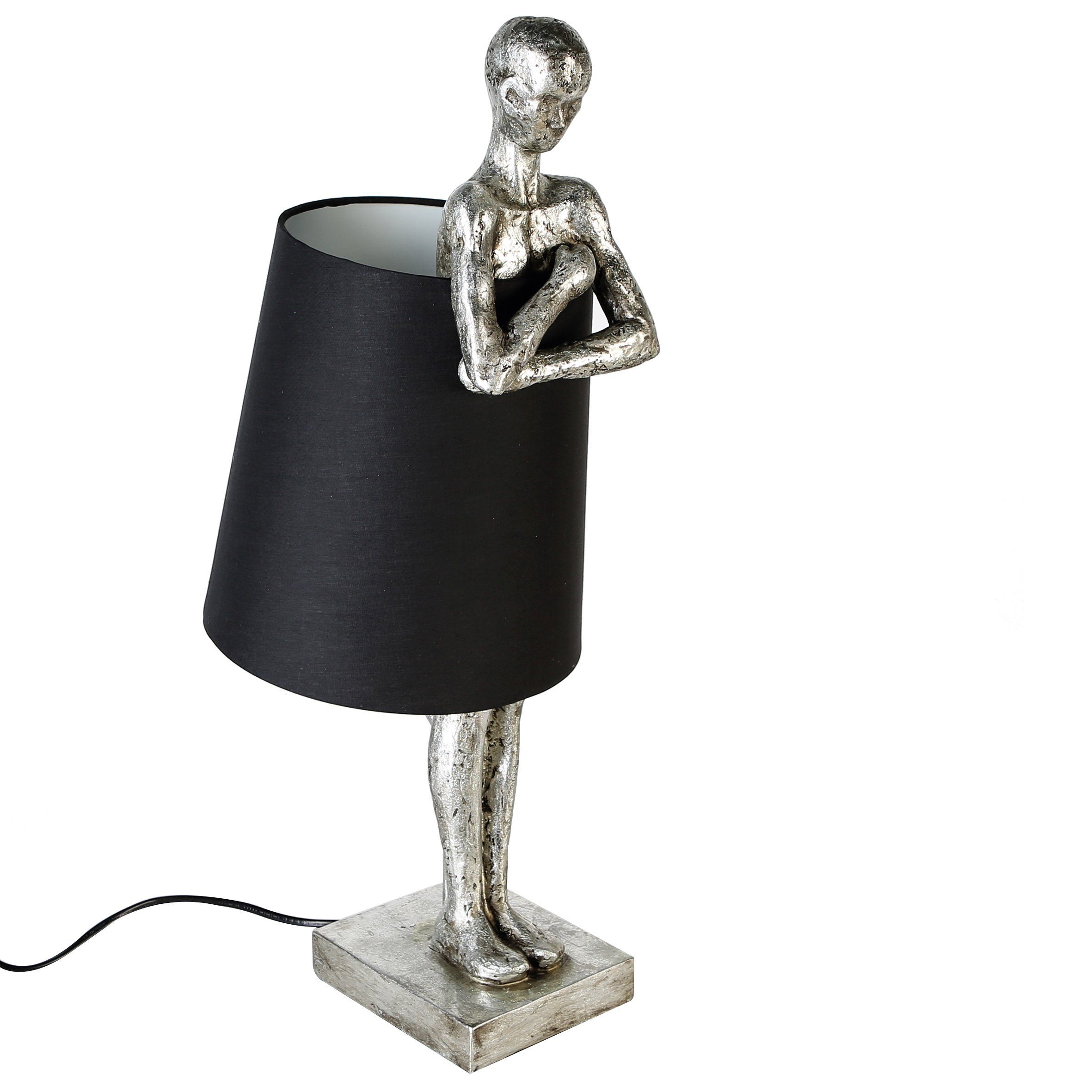 GILDE Tischleuchte GILDE Lampe Man - schwarz-silber - H. 58cm x B. 23cm