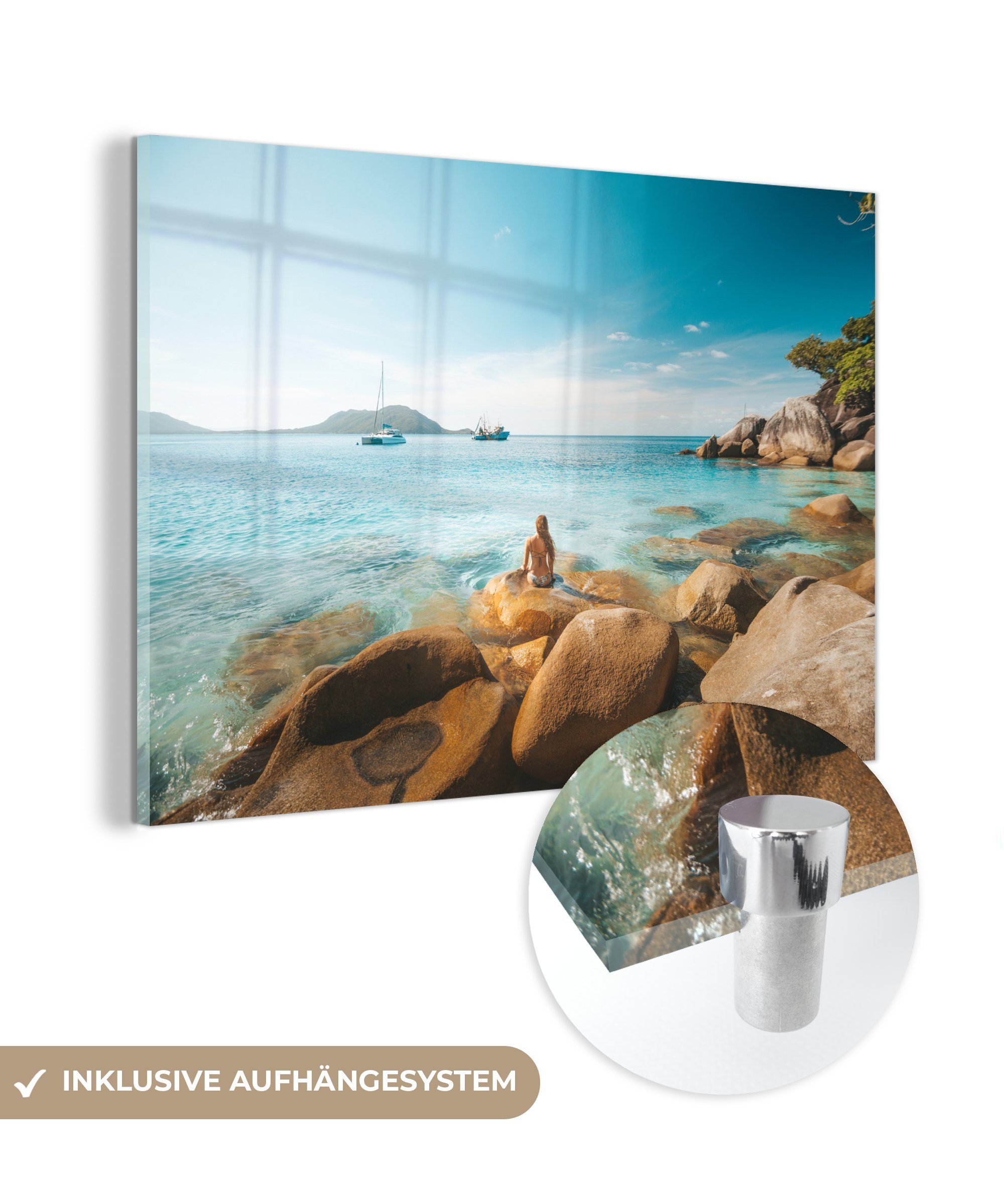 Acrylglasbilder (1 Schlafzimmer & Frau Steine MuchoWow Strand, St), Acrylglasbild Wohnzimmer - -