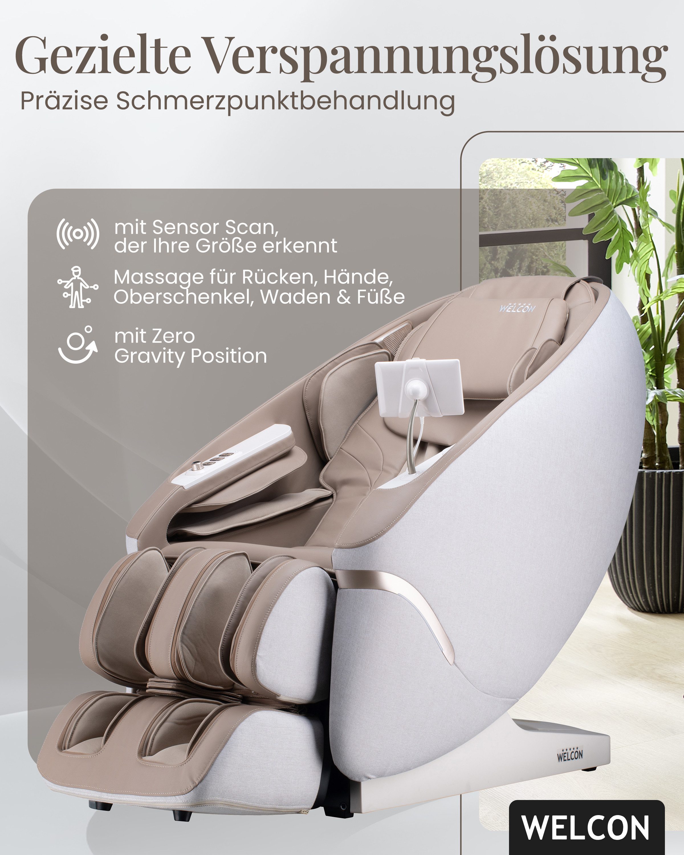 WELCON Massagesessel Massagesessel MAXXCARE® mit extrabreiter Sitzfläche (M günstig online kaufen