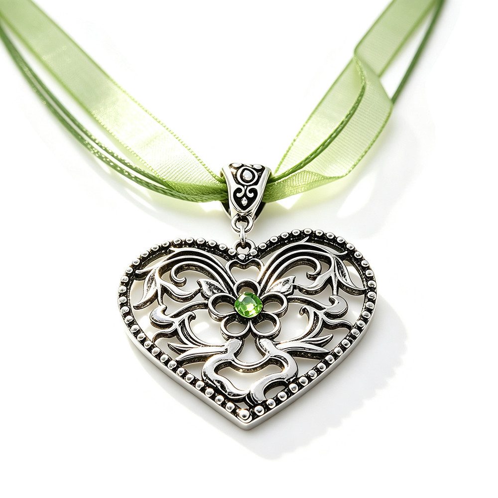 nsihing Schmuckset Trachtenschmuck,bayerischer Dirndl-Schmuck,Bierfest Herz-Halskette (1-tlg), Bayerische Trachtenkette mit Strass-Herzanhänger und für Damen