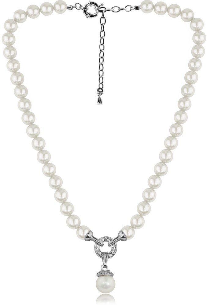 LUISIA® Perlenkette Collier mit großem Anhänger und Kristallen von Swarovsk günstig online kaufen