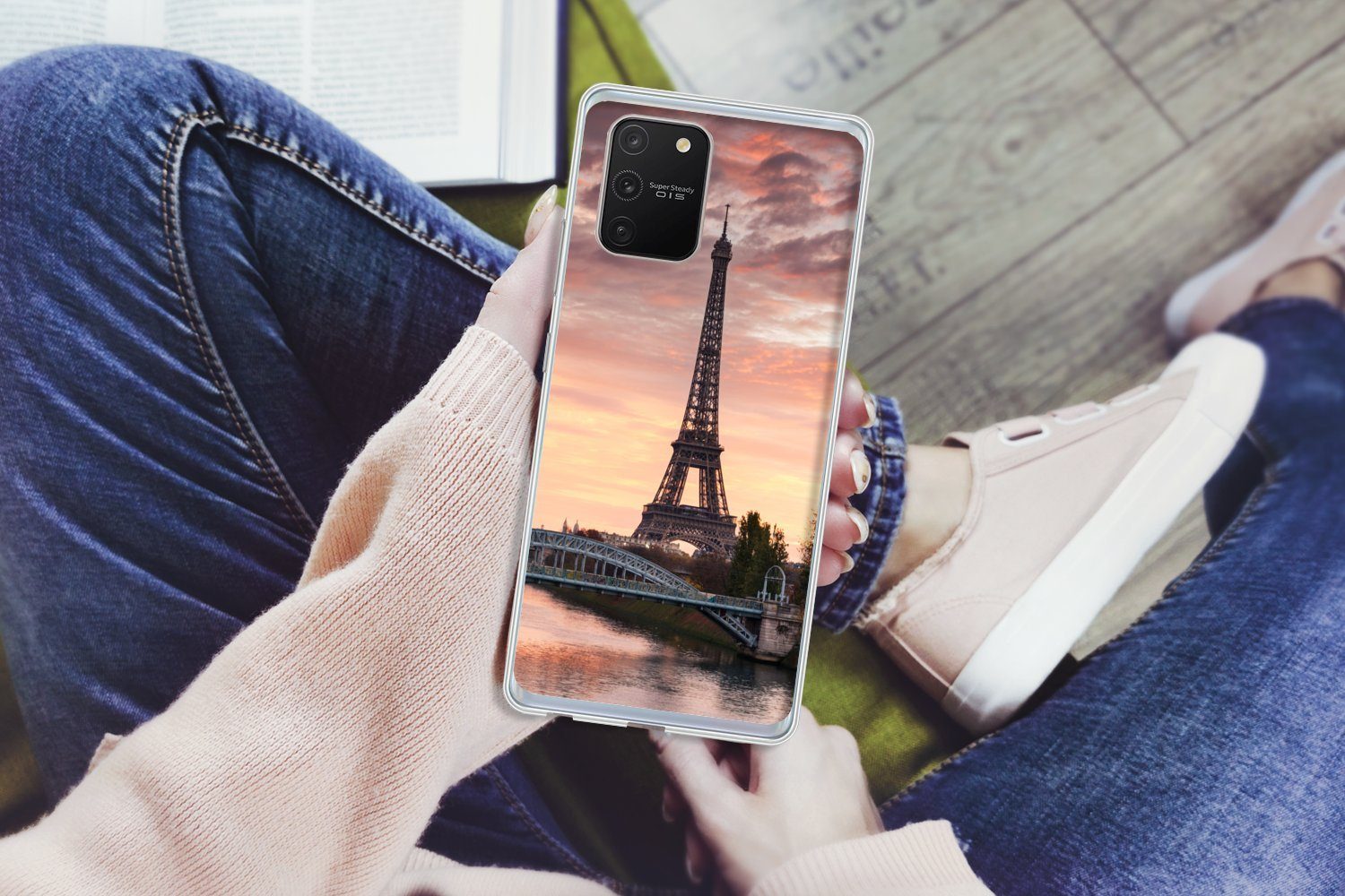 MuchoWow Handyhülle für Samsung Galaxy S10 Lite Paris - Eiffelturm - Brücke, Phone Case, Silikon, Schutzhülle Dünn