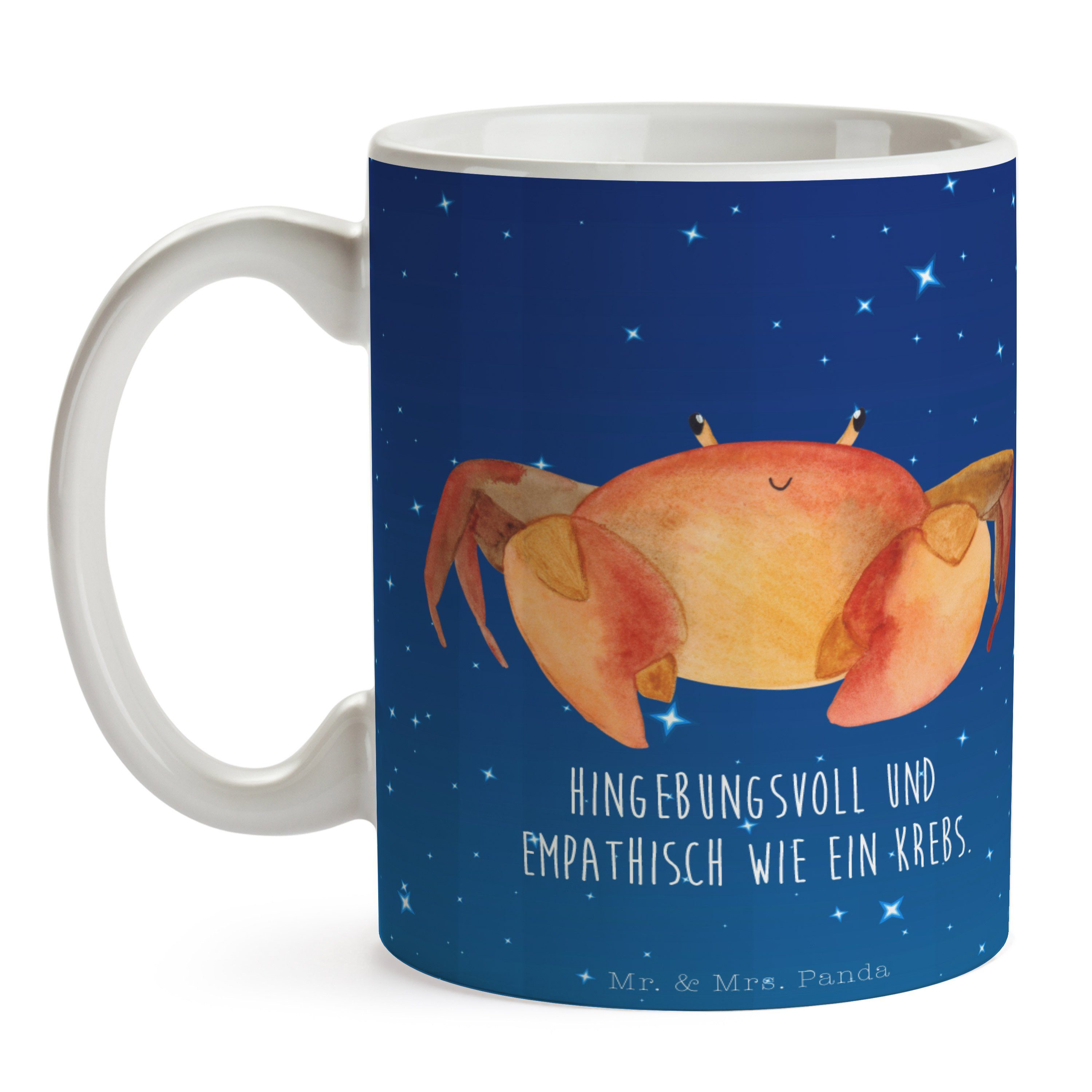 Krebs & Sternenhimmel Blau Sternzeichen Keramik Tasse Krabbe, - Geschenk, Mrs. Panda Mr. Geschenk, -
