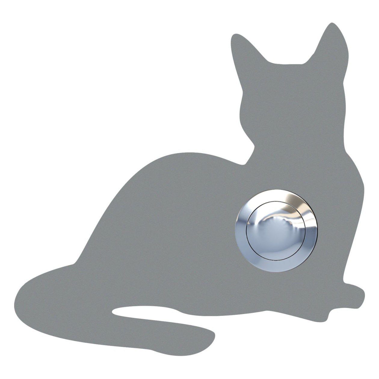 Bravios Briefkasten Klingeltaster Katze ''Kitty'' Grau Metallic