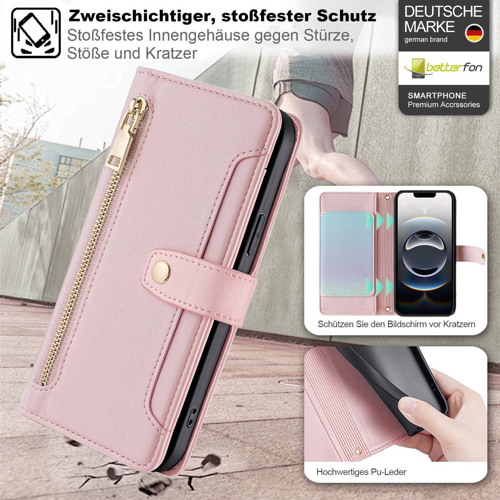 betterfon Handykette mit Portemonnaie für iPhone -Handyhülle Kartenfächern, Hände frei – mit Silikonhülle & Schnur für flexiblen Alltag – Bild 3 von 5
