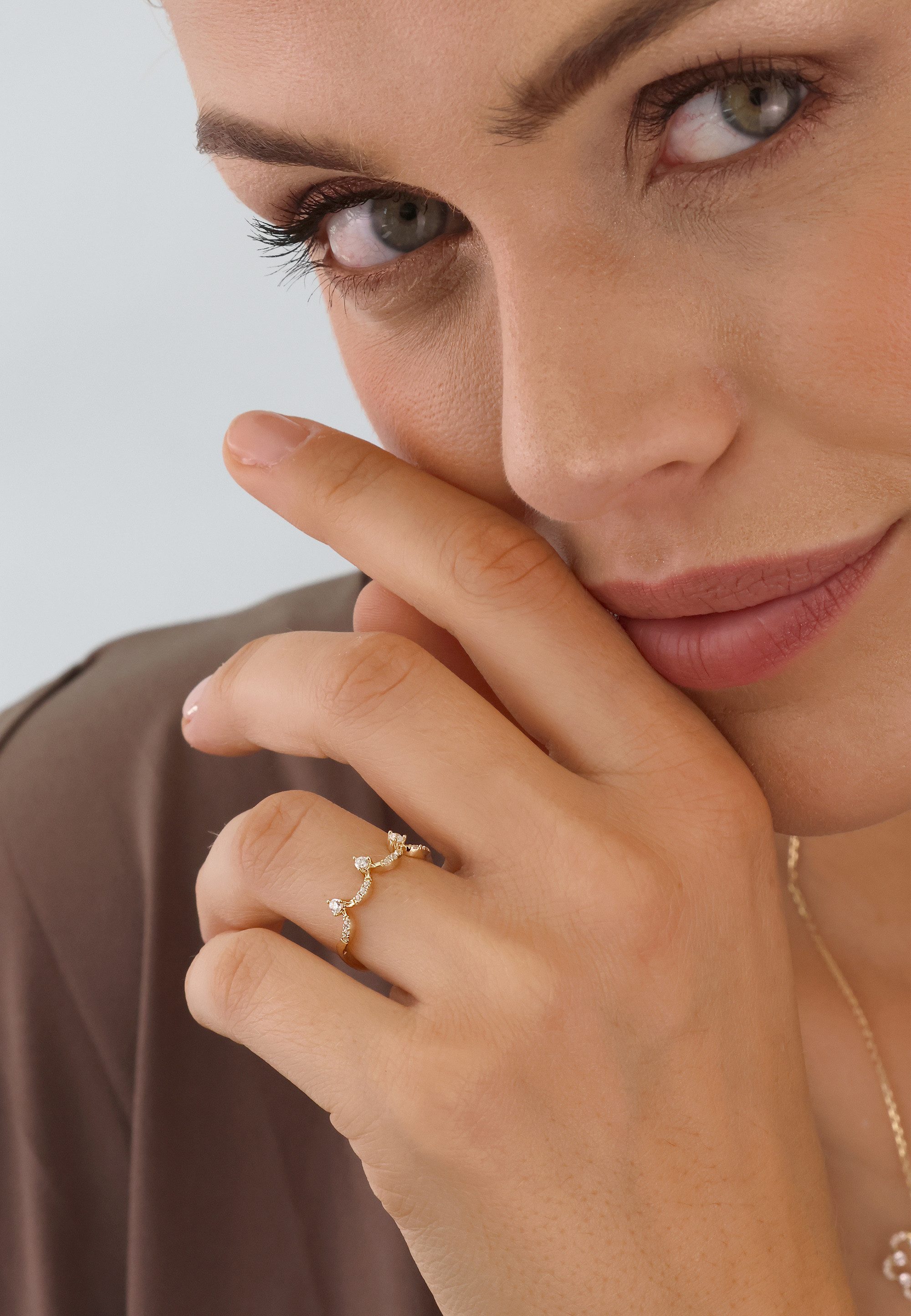 NANA KAY Fingerring NANA KAY Gold, mit farblosem Stein