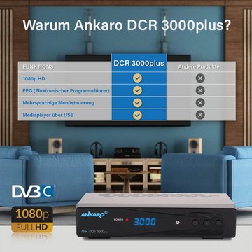 Ankaro DCR 3000 Plus Full HD - DVB-C Kabel-Receiver (HDTV, HDMI, Scart, Coaxial, Mediaplayer, USB)