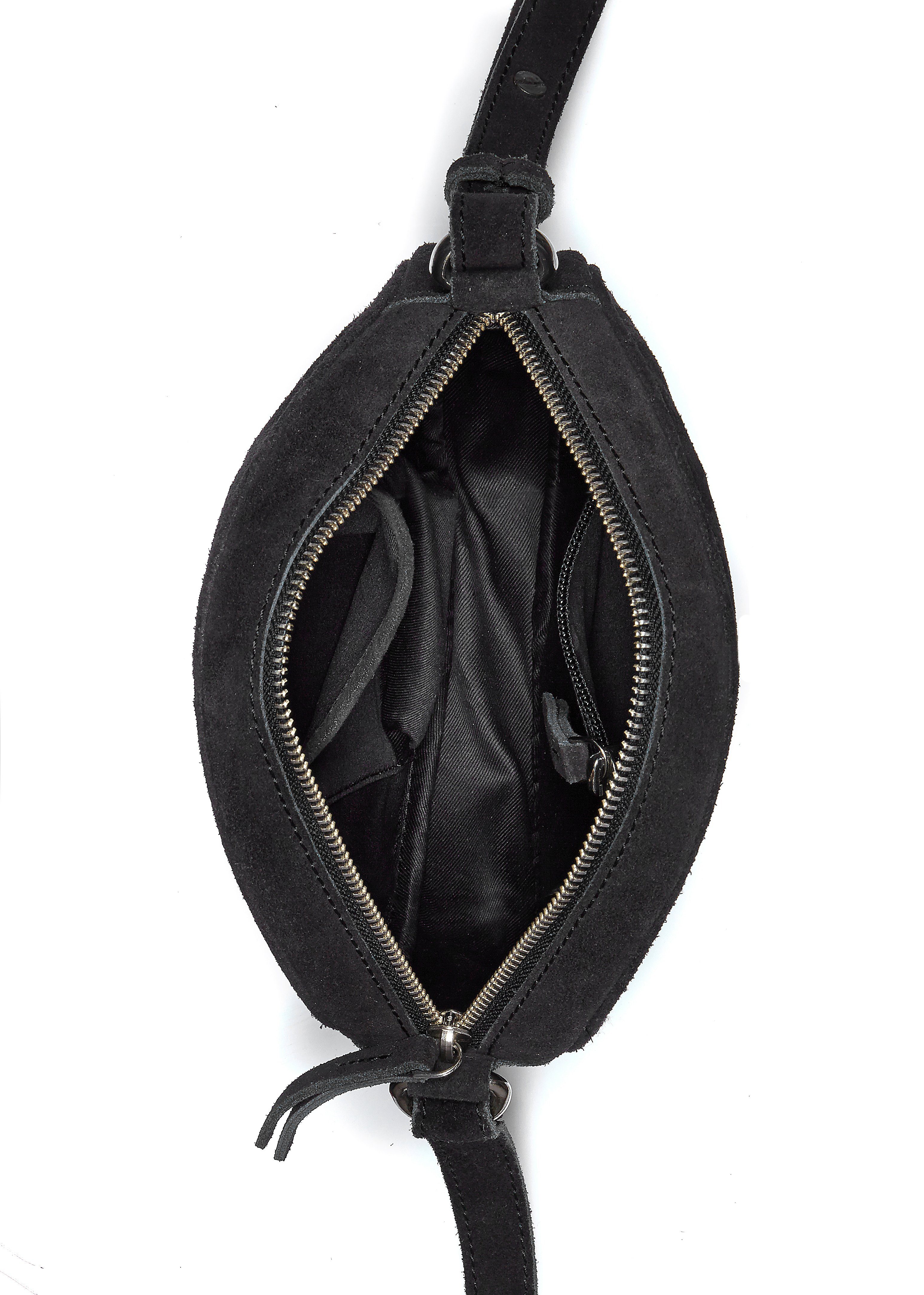 Damen Umhängetaschen LASCANA Umhängetasche, aus Leder, runde Minibag mit modischen Nieten