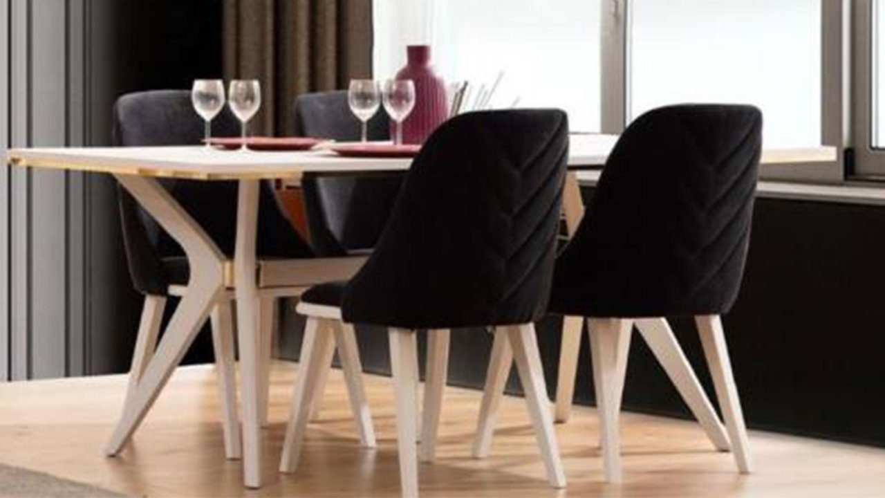 JVmoebel Esszimmer-Set Moderne Esszimmer Gruppe Luxus Esstisch + 4x Stühle Designer Möbel Neu, Made In Europe