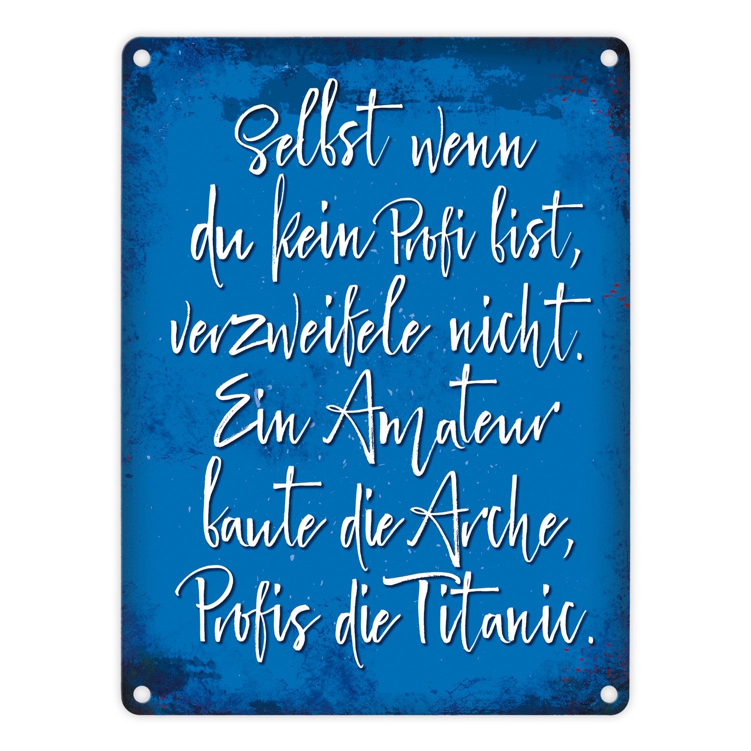 Metallschild Metallschild mit Spruch: Selbst wenn du ein Profi bist ... Schild