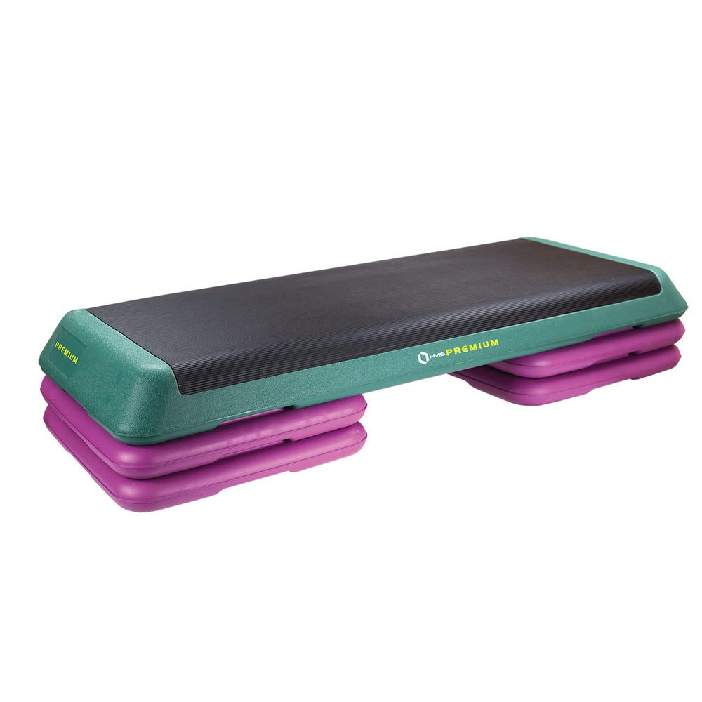 HMS Stepper Steppbrett Aerobicboard Fitnesstrainer (Spar-Set, 1-tlg., 108 x 41, 5 cm rutschfest), 3-stufig höhenverstellbar, rutschfest, bis 300 kg