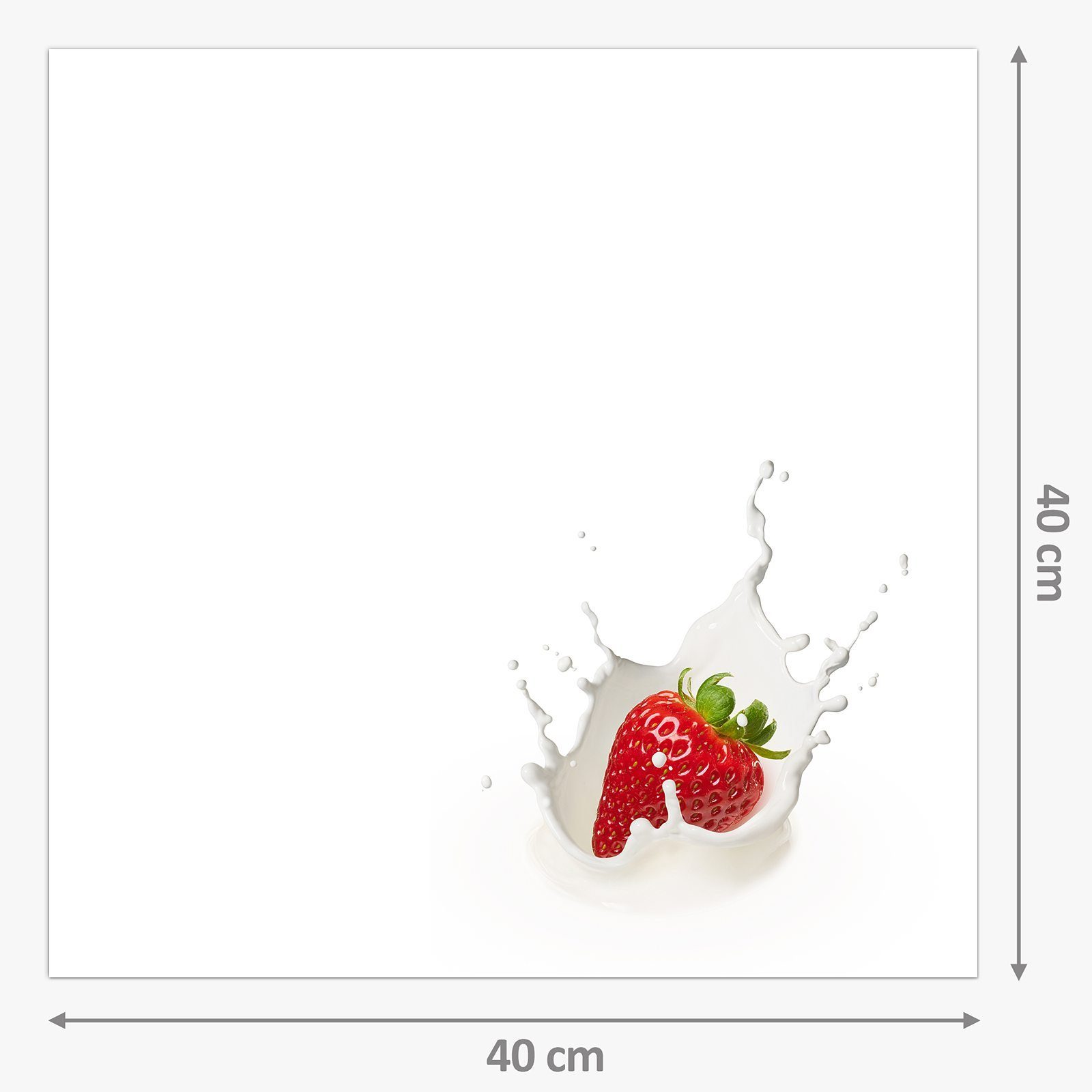 Erdbeere Glas Küchenrückwand fällt in Primedeco Spritzschutz Milch