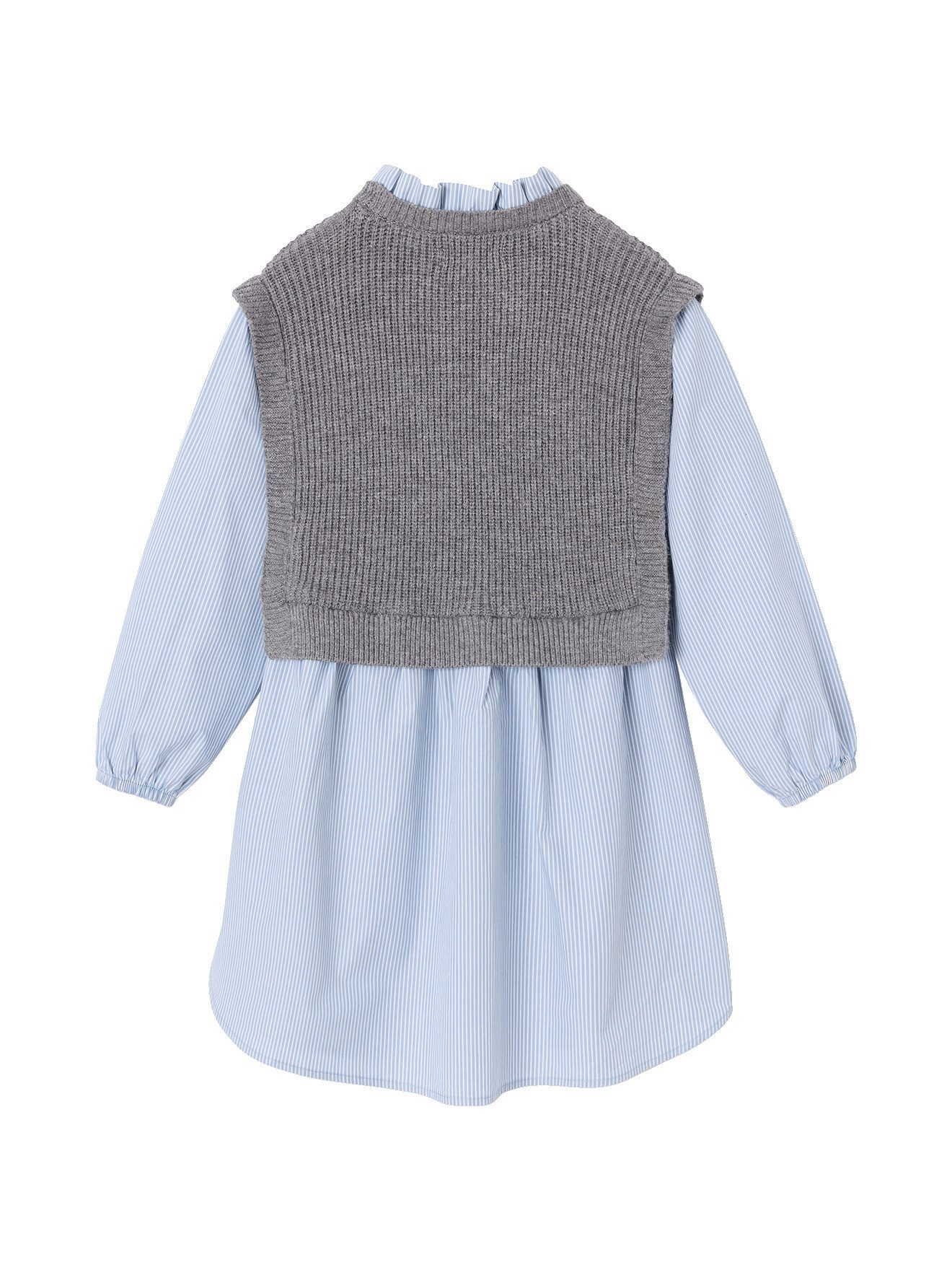 vertbaudet Hemdblusenkleid 2-in-1 Hemdblusenkleid mit Pullunder für Mädchen – Bild 2 von 5