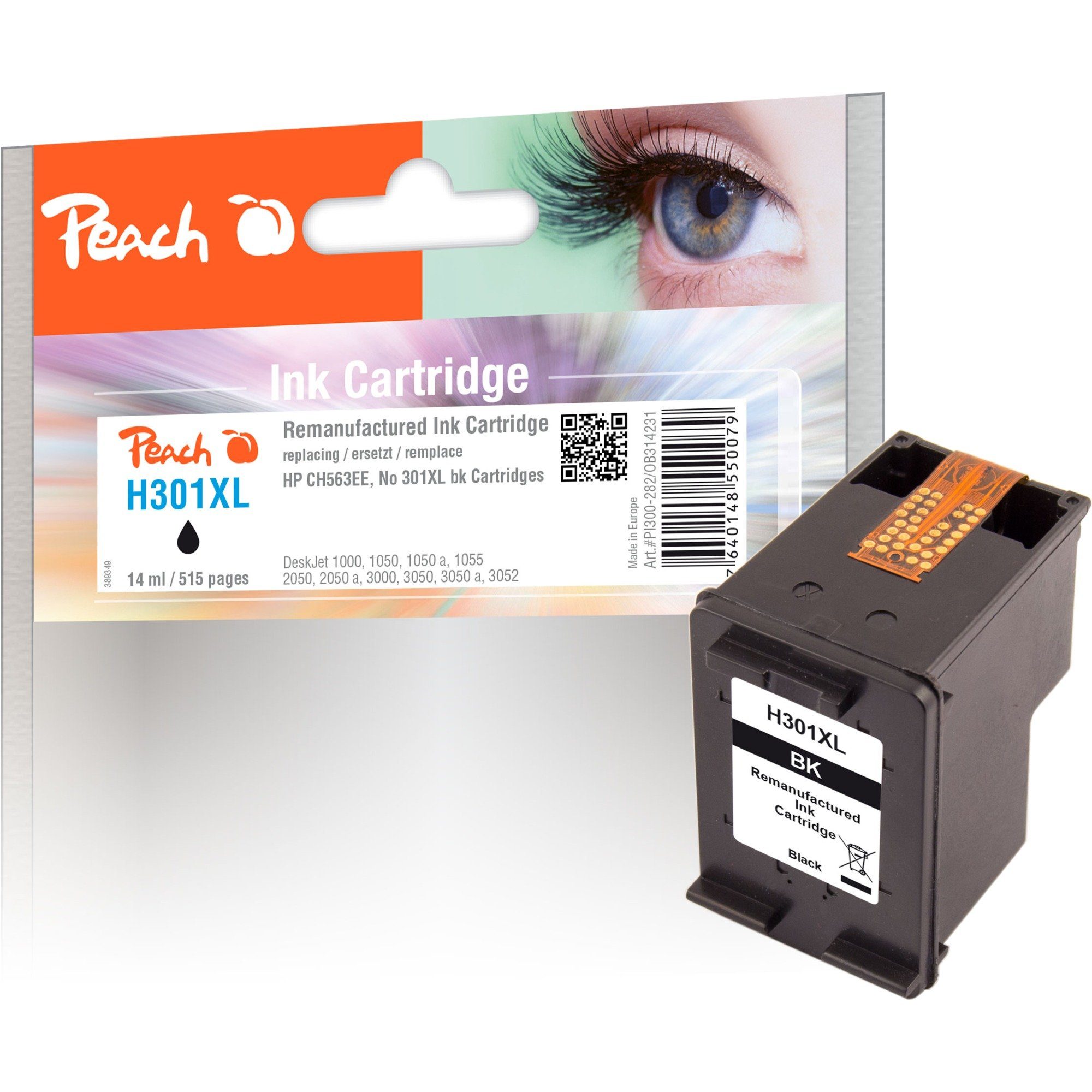 Peach Peach Tinte schwarz PI300-282, (kompatibel zu HP Tintenpatrone