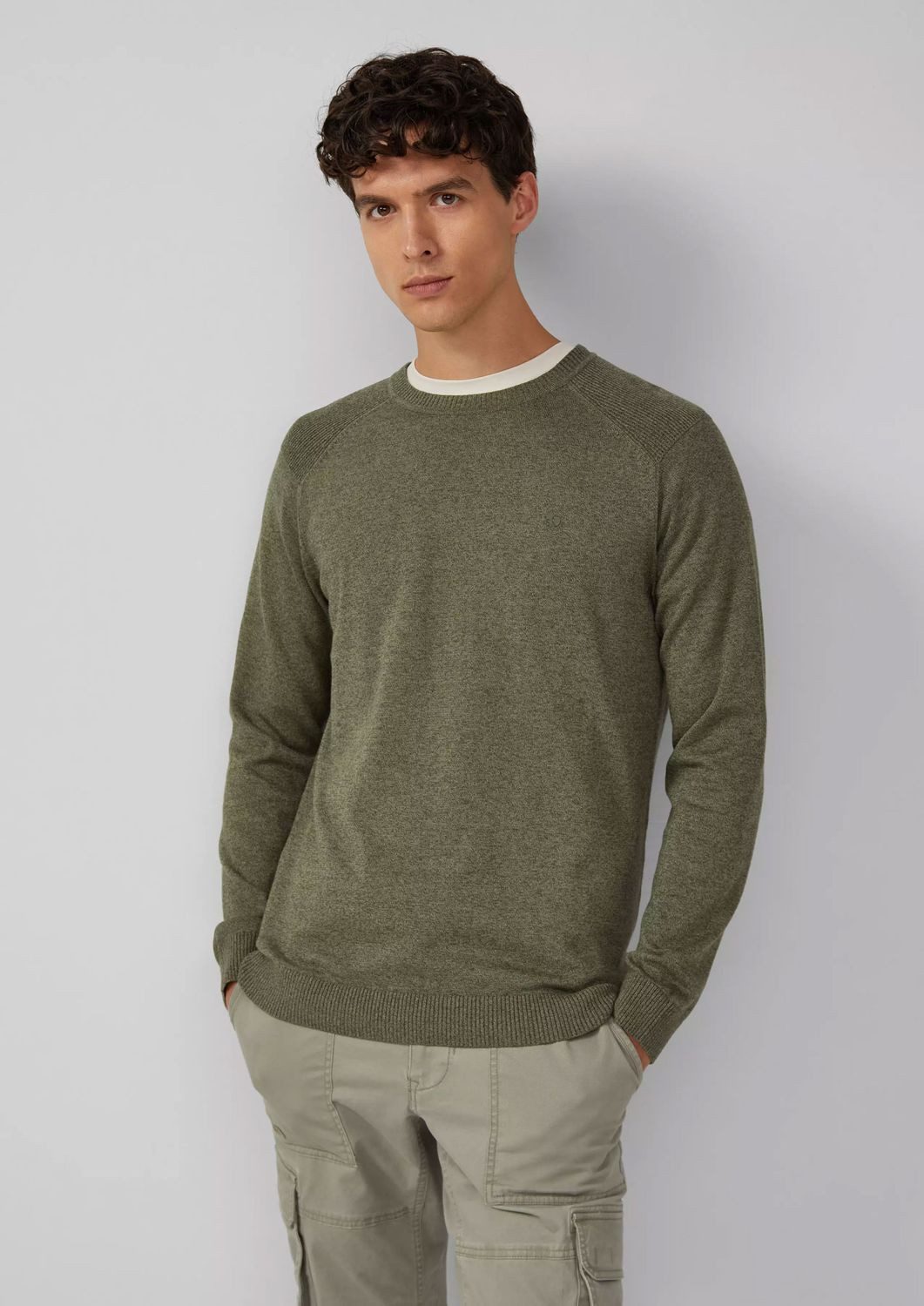 s.Oliver Rundhalspullover Pullover aus Moulinéstrick (1-tlg) Raglanärmeln, günstig online kaufen