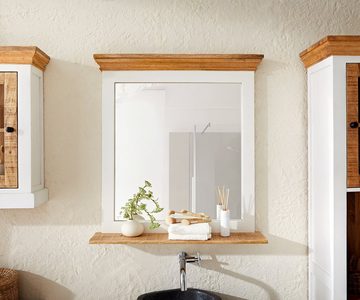 DELIFE Badezimmer-Set Casa, Mango Weiss Natur 70x80 cm Spiegel
