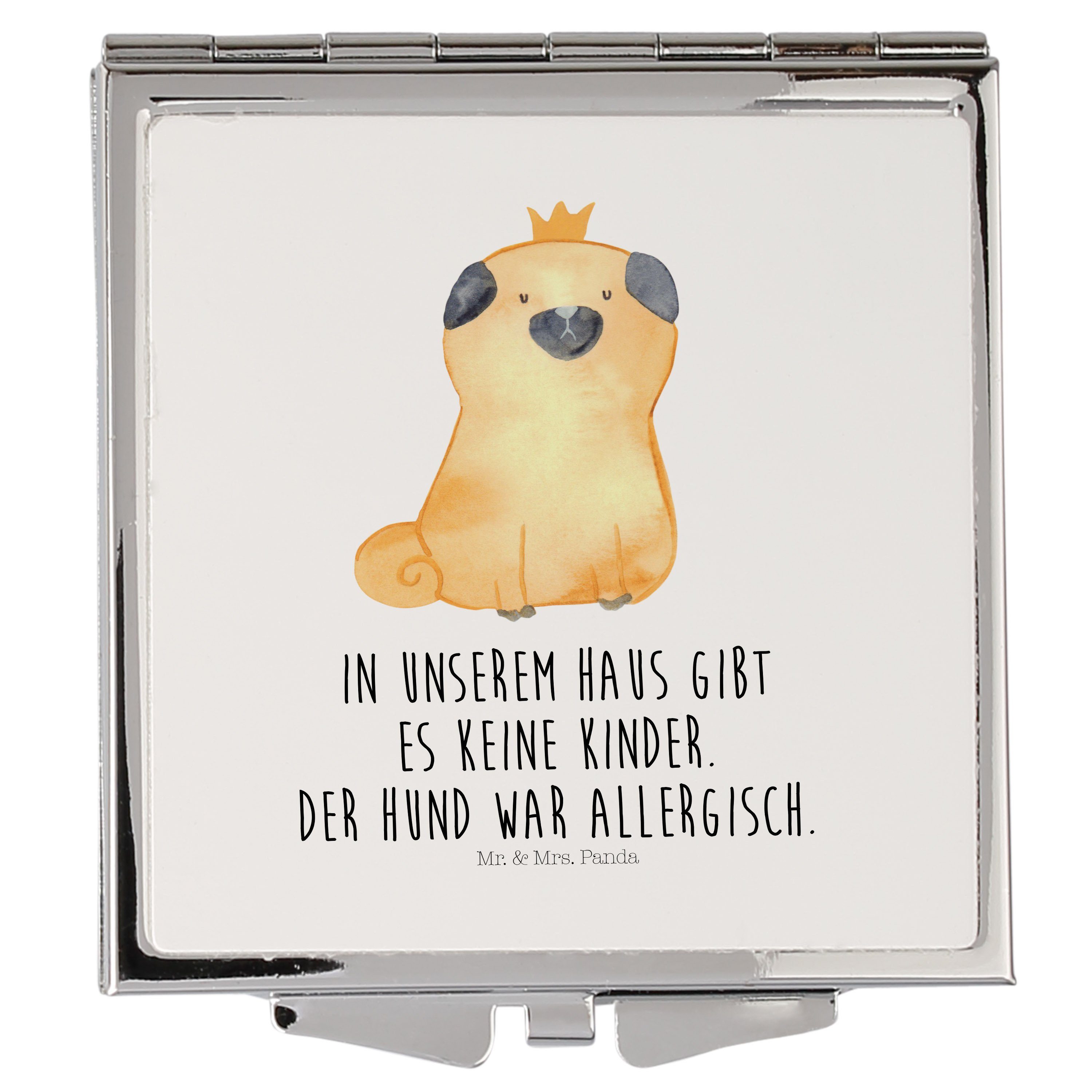 Hausregel, Mops Hundebesitzer. Mr. Kosmetikspiegel Panda & Hundemama, Mrs. Weiß - Geschenk, Krone Sp (1-St) -