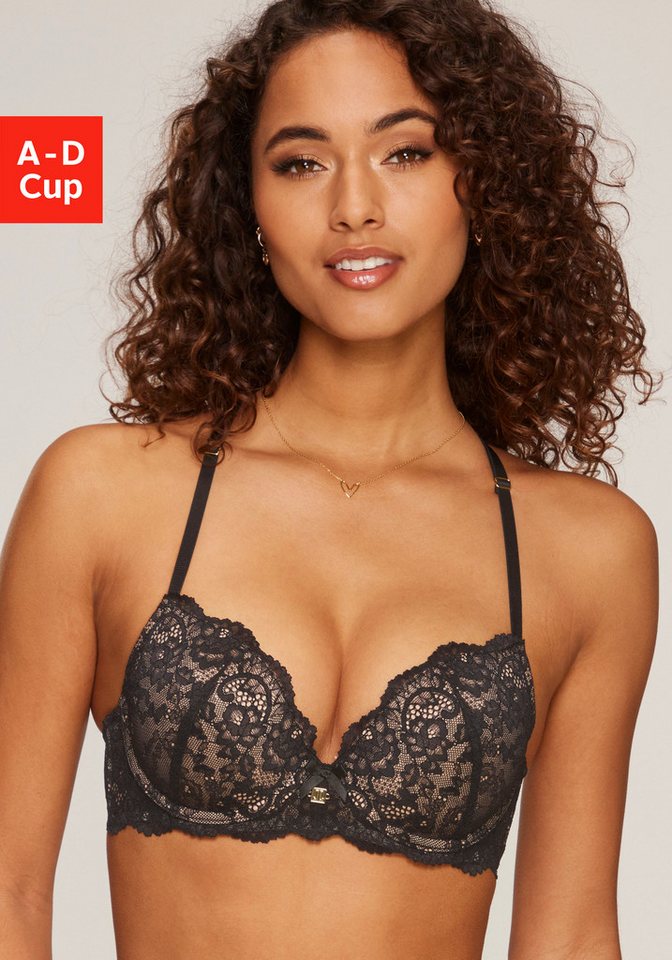 JETTE Push-up-BH mit raffinierten Trägern in Bänder-Optik, sexy Dessous