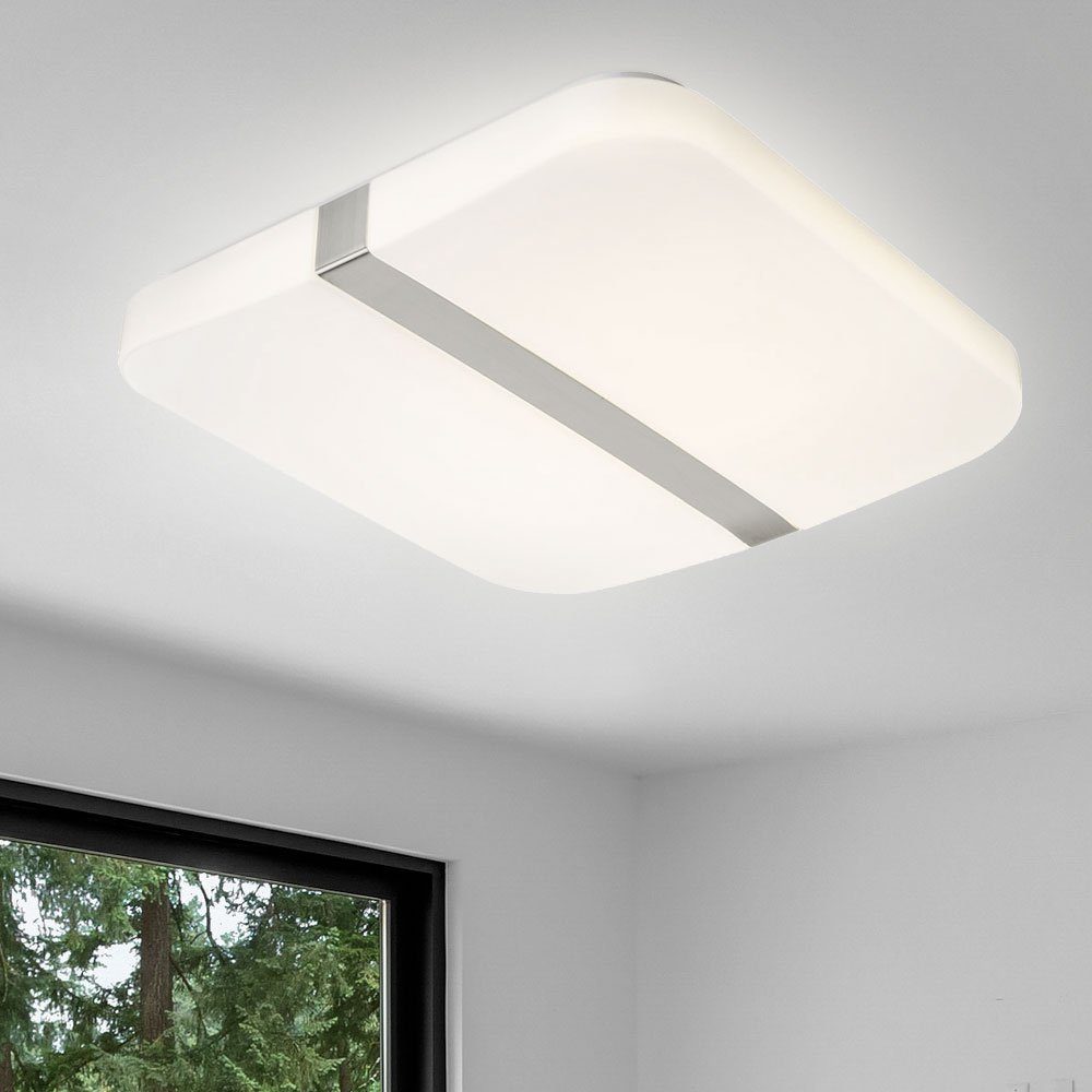 LED Deckenleuchte LED Esszimmerlampe etc-shop Wohnzimmer fest Warmweiß, verbaut, Deckenlampen Chrom Deckenleuchte, LED-Leuchtmittel