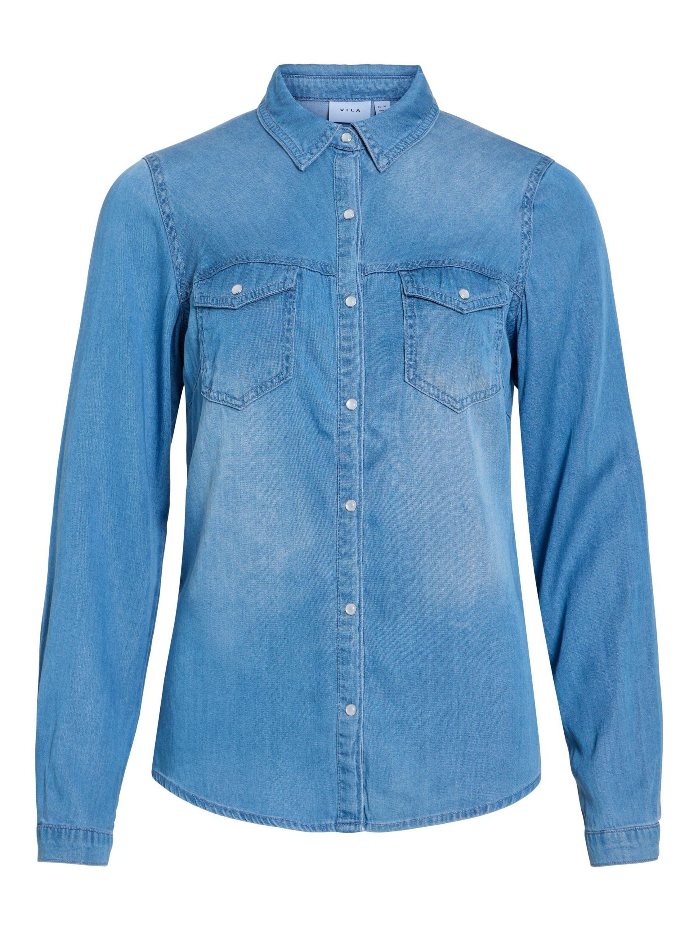 Vila Jeansbluse VIBista (1-tlg) Falten günstig online kaufen
