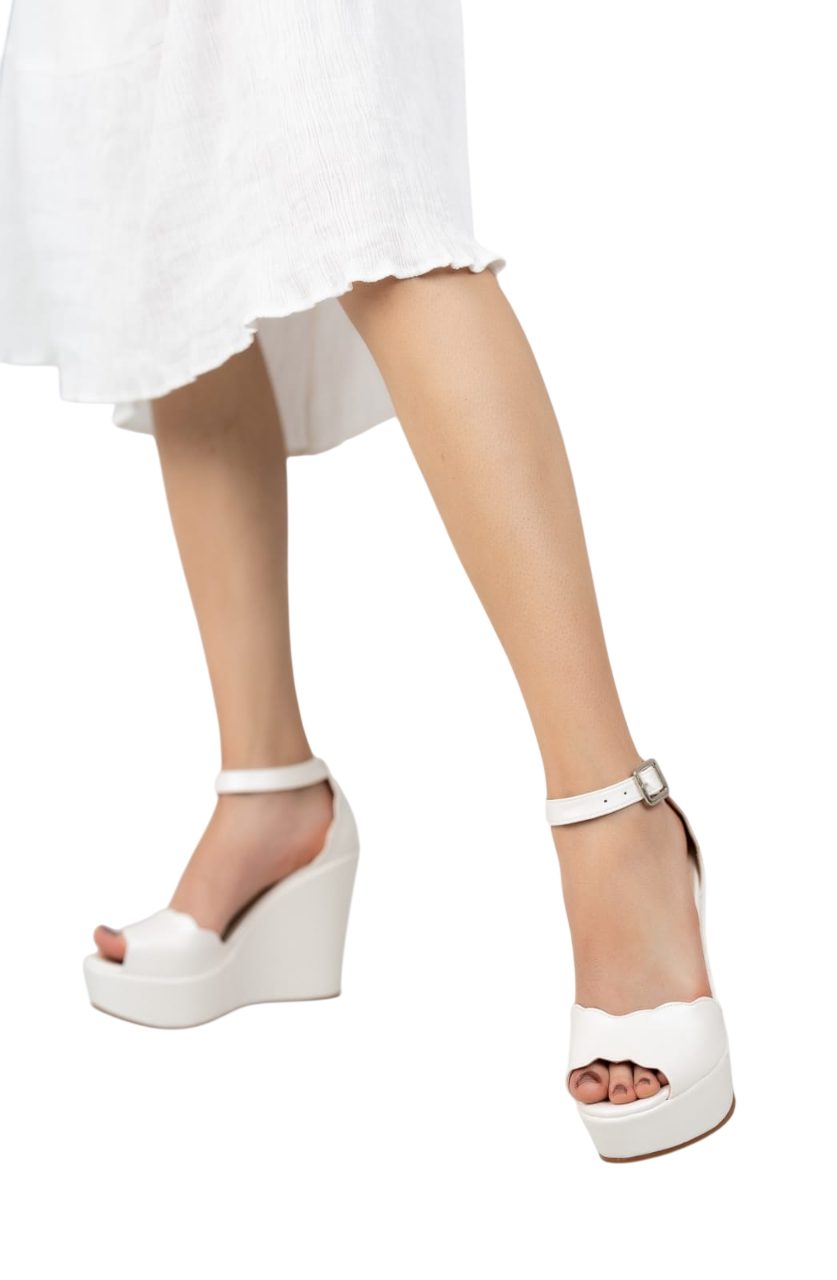 Gaspara Pumps/Hochzeit,Date,Brautschuhe,Einladung,Party/Weiß Keilabsatz Pumps Keilpumps (Ideal für Arbeit bis Abend, vom Tag zur Nacht, Schick,Mutig, Romantisch und Feminin aussehen) Glänzen Sie Ihre Hochzeiten und besonderen Tage