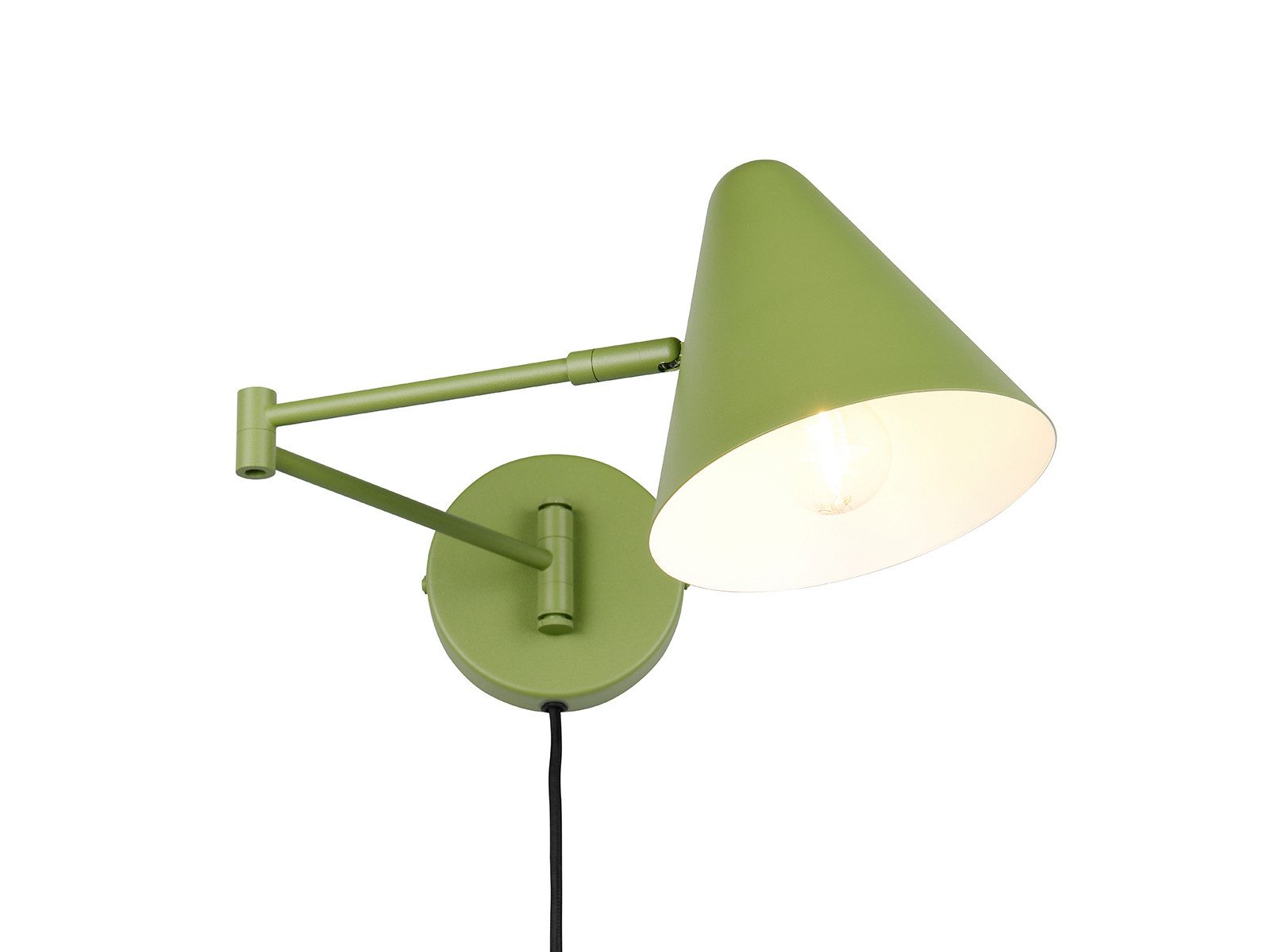 TRIO Leuchten LED Wandleuchte mit Schalter, Stecker & Kabel, Höhe 16cm, dimmbar, LED wechselbar, Warmweiß, Schwenkarm Ausladung max. 54cm, Wandlampe, Leselampe inkl. E14 LED