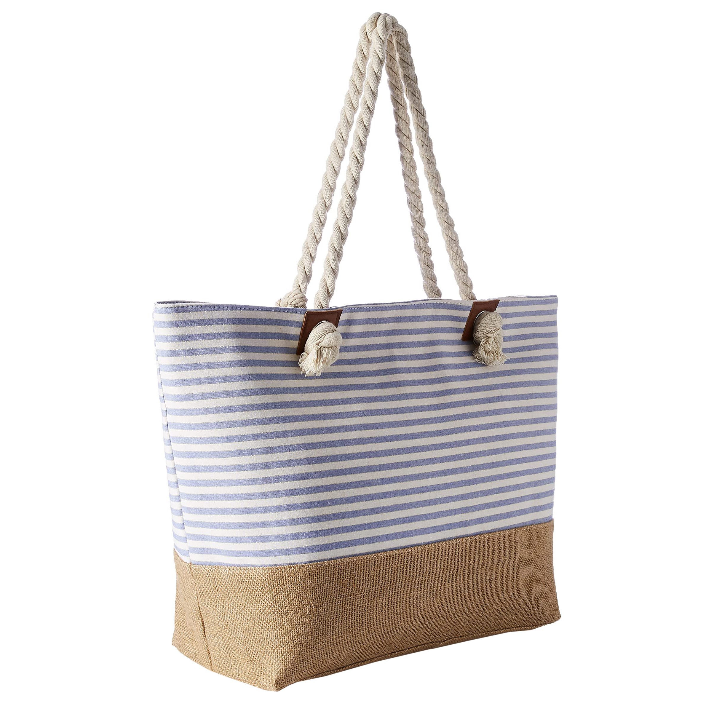 DonDon Strandtasche Große Strandtasche wasserabweisend mit Reißverschluss (2-tlg), Große Strandtasche, mit Reißverschluss, inkl. kleinem Beutel