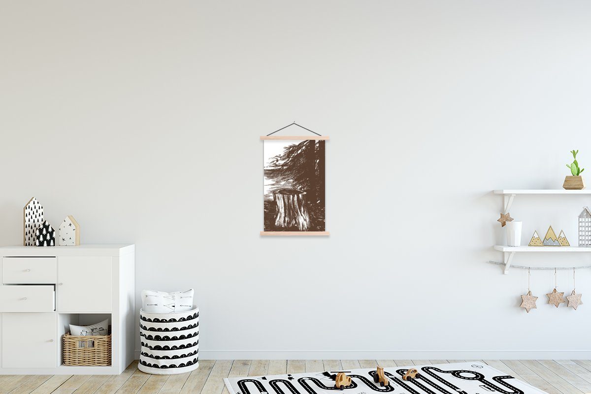 MuchoWow Poster Baum - Meer - Illustration, (1 St), Posterleiste, Textilposter für Wohnzimmer, Bilderleiste, Magnetisch