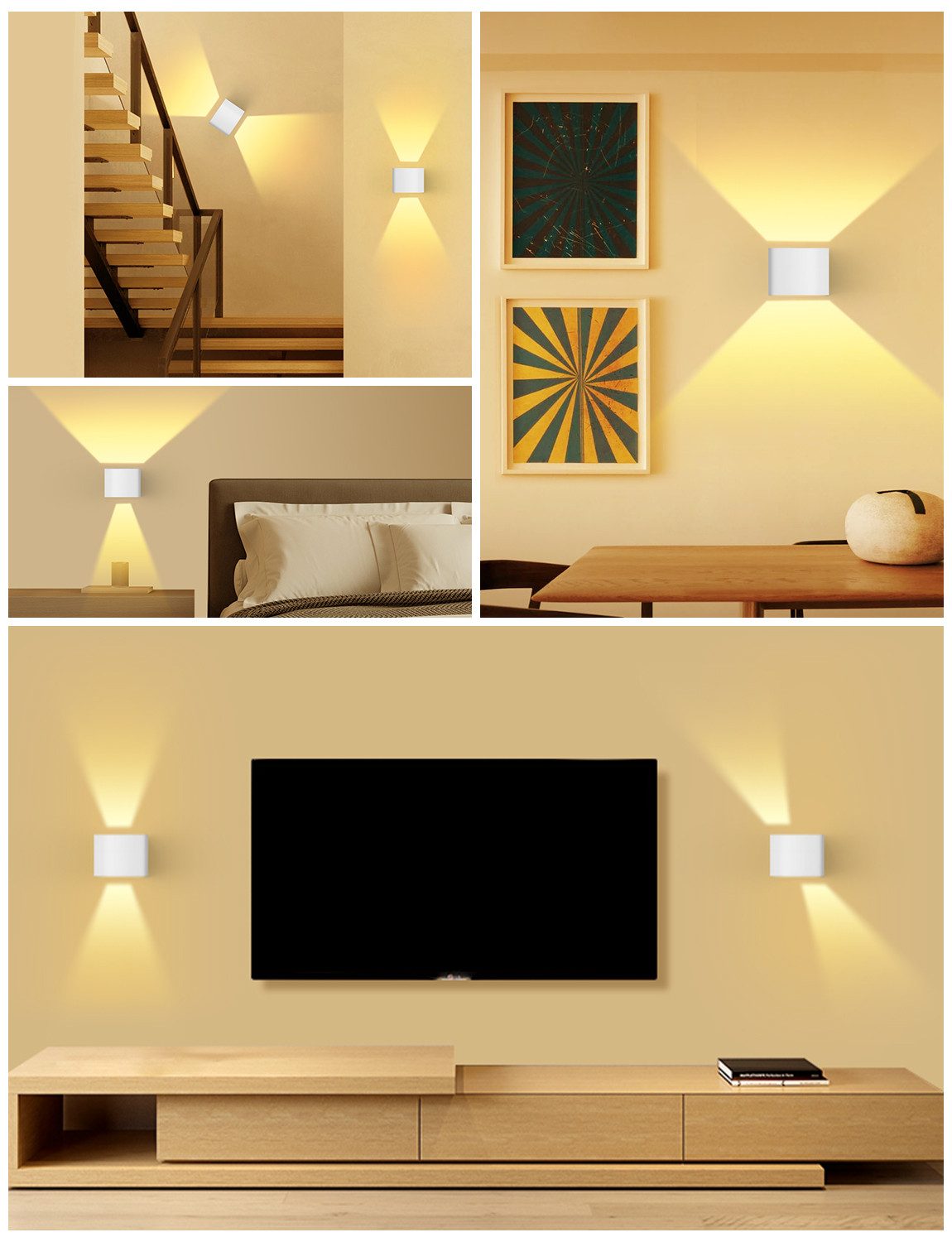 GeyouLux Wandleuchte 5000mAh Aufladbare Wandleuchte Innen, Fernbedienung & Dimmbar, LED-Lampen, LED Wandlampe mit Bewegungsmelder, 2 Stück