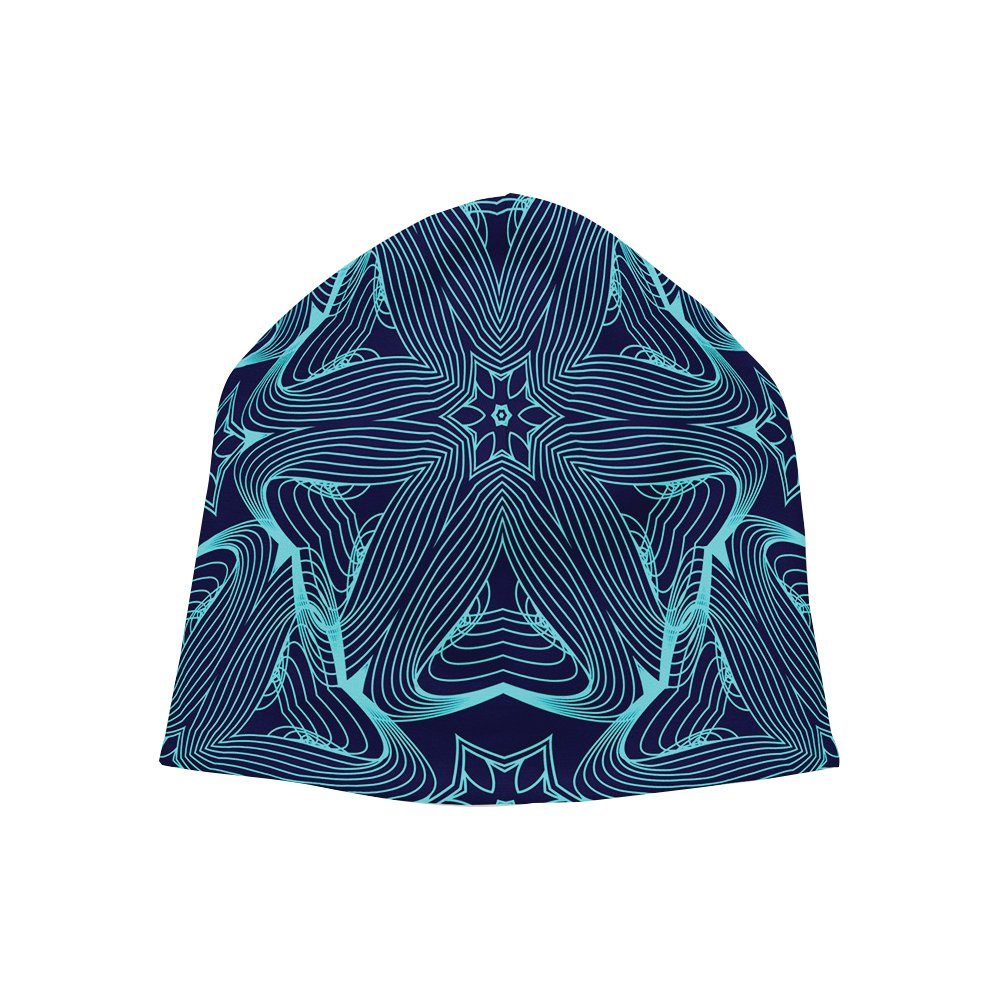 Goodman Design Jerseymütze Long Beanie Slouch Mütze blau Sterne Streifen Doppellagig, Soft Touch