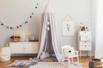 living walls Vliestapete Little Stars, glatt, gepunktet, Kinderzimmer Tapete Punkte Metallic