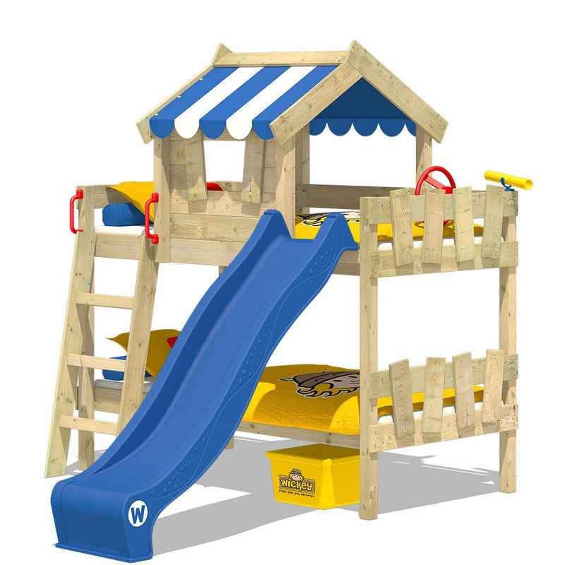 Wickey Kinderbett Crazy Circus - Spielbett mit Rutsche, Etagenbett - 90 x 200 cm (Holzpaket aus Pfosten und Brettern, Spielbett für Kinder), Massivholzbrett