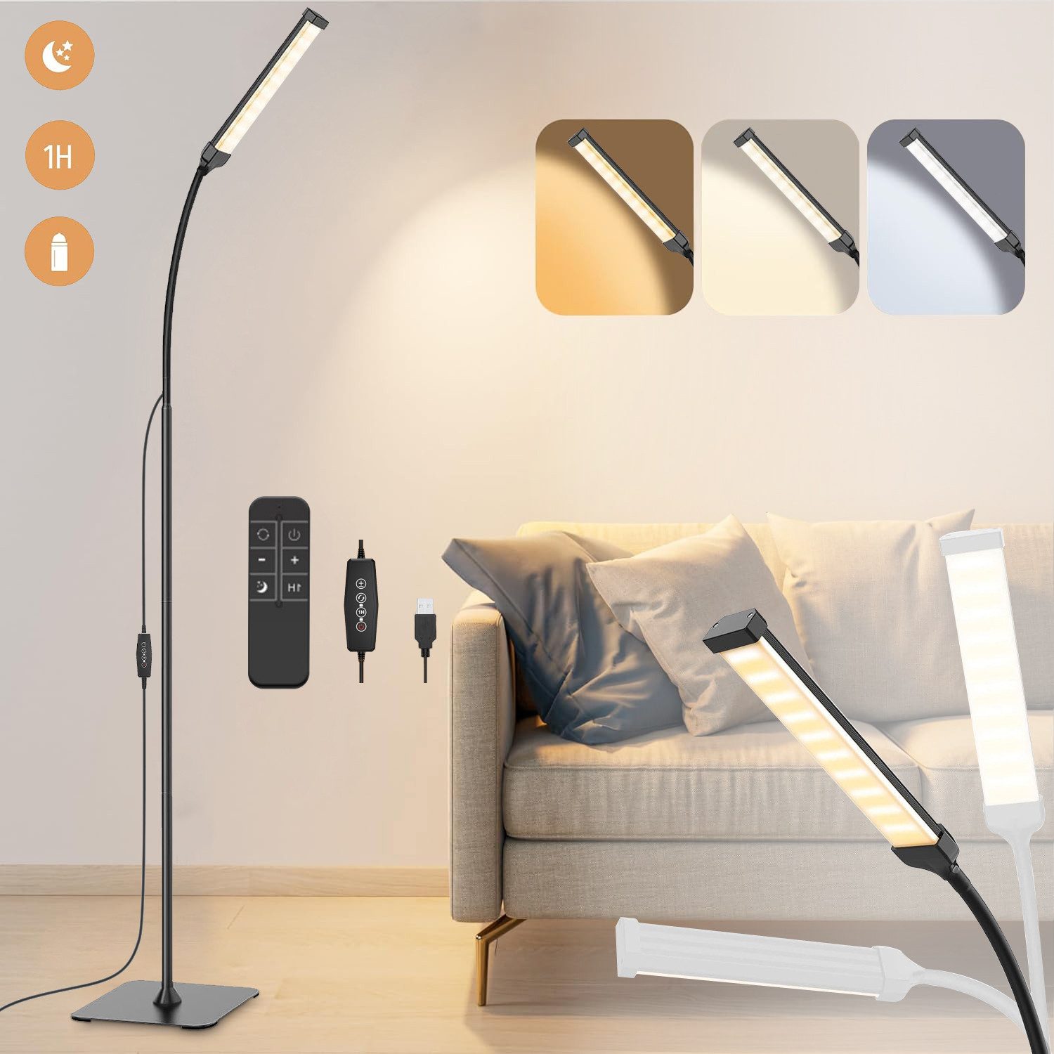 LMaxhome LED Stehlampe Dimmbar Stehleuchte 360° günstig online kaufen