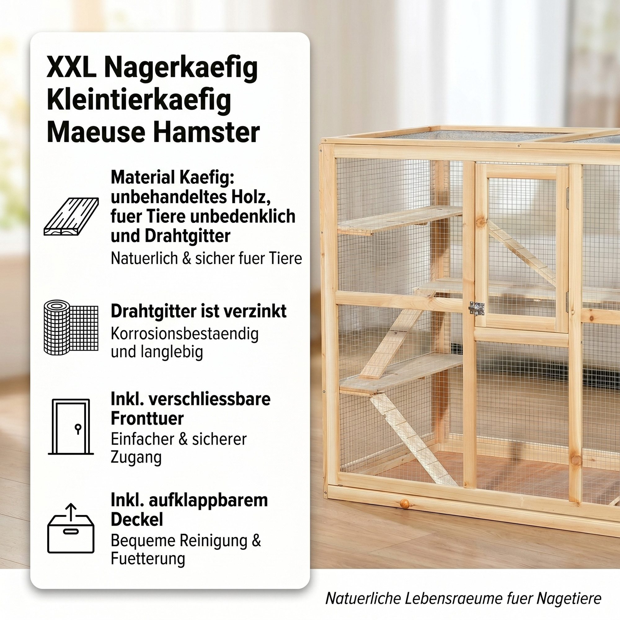 Mucola Kleintierkäfig Nagerkäfig XXL Villa Hamsterkäfig Mäusekäfig Kleintierkäfig, verzinkt