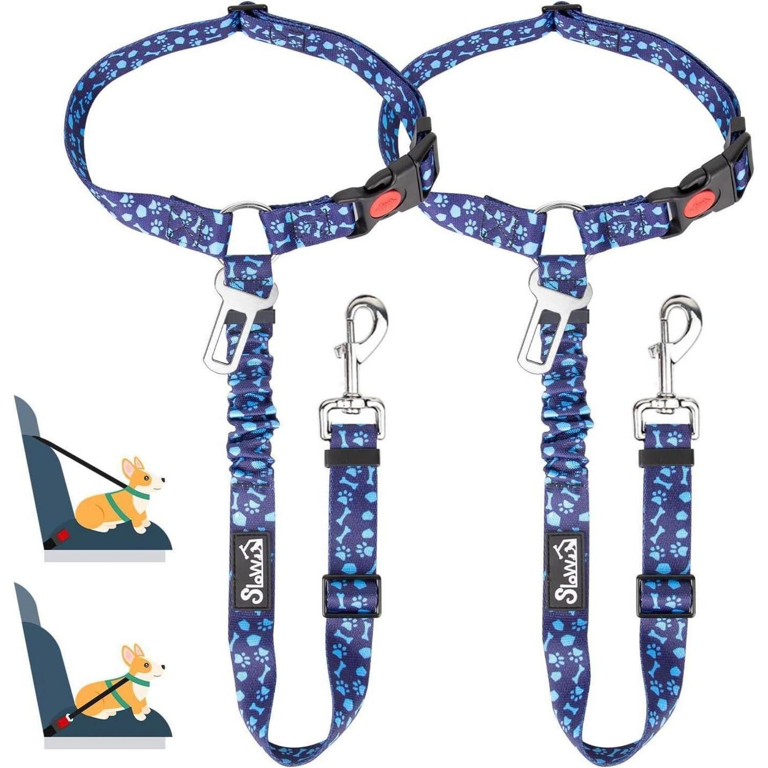 SlowTon Autohundegeschirr Hundegurt Auto Kopfstützen-Rückhalte Universalschnalle 2Pcs