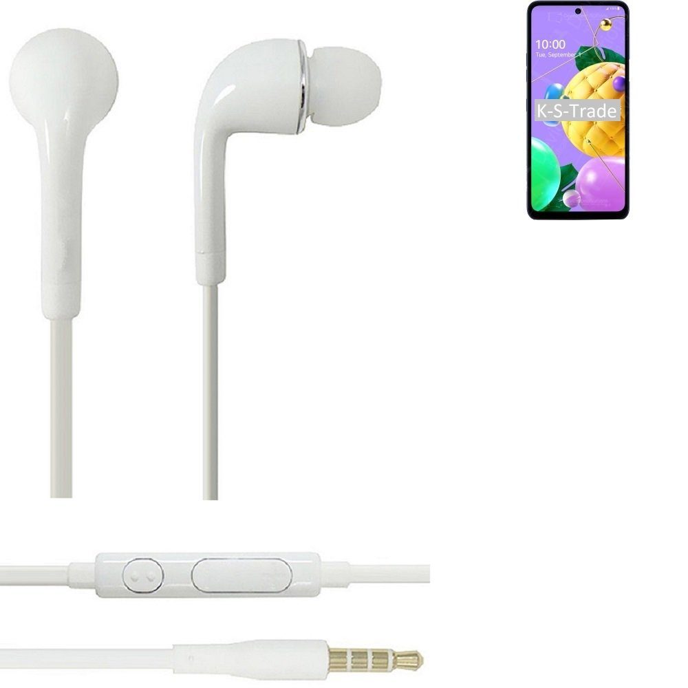 K-S-Trade für LG Electronics K52 In-Ear-Kopfhörer (Kopfhörer Headset mit Mikrofon u Lautstärkeregler weiß 3,5mm)