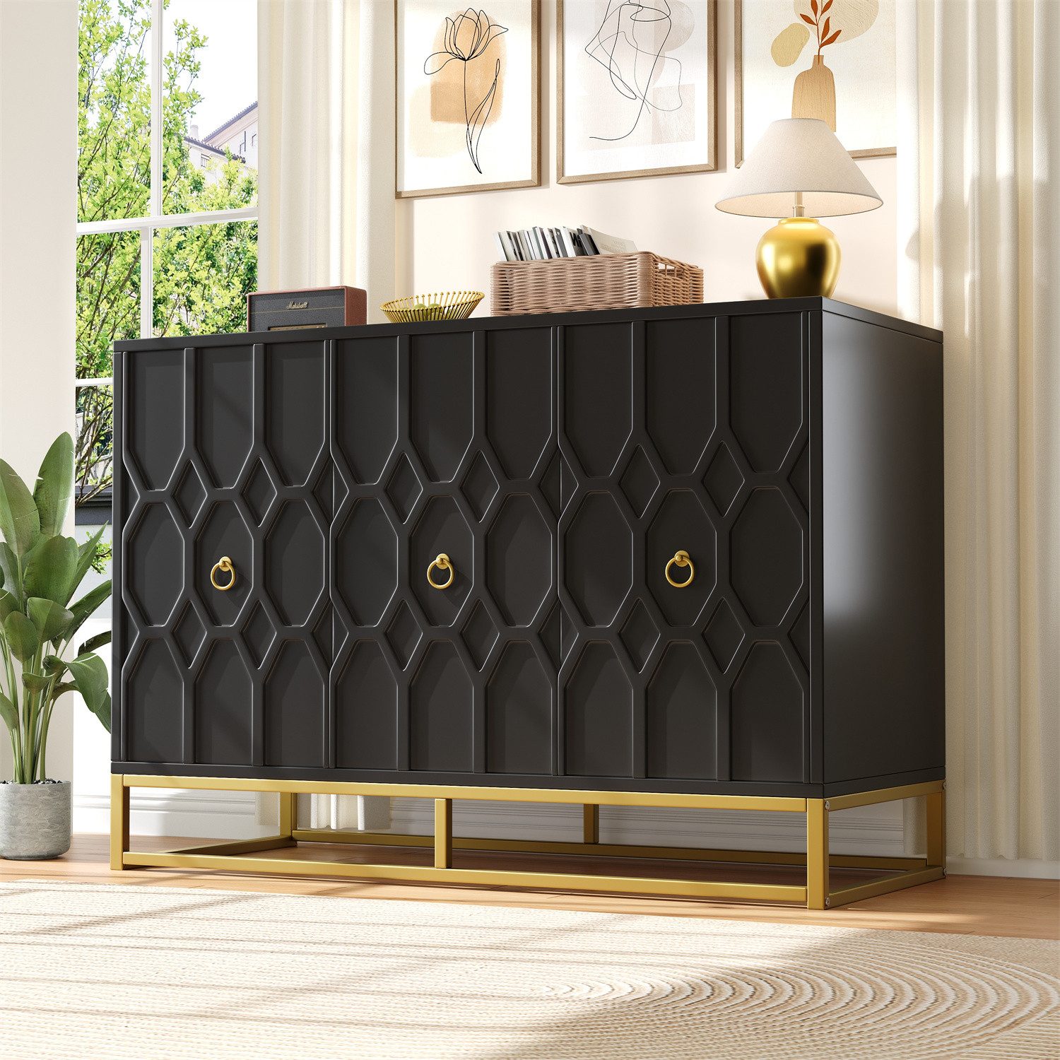 autolock Sideboard Sideboard, Gemusterte Schränke, 120×40×85cm günstig online kaufen
