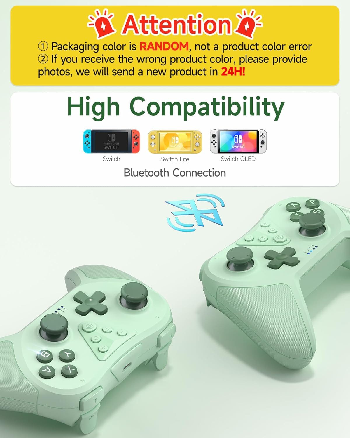 Novzep Kabelloser Switch Controller mit Bluetooth, Turbo & Vibrationsfunktion Controller